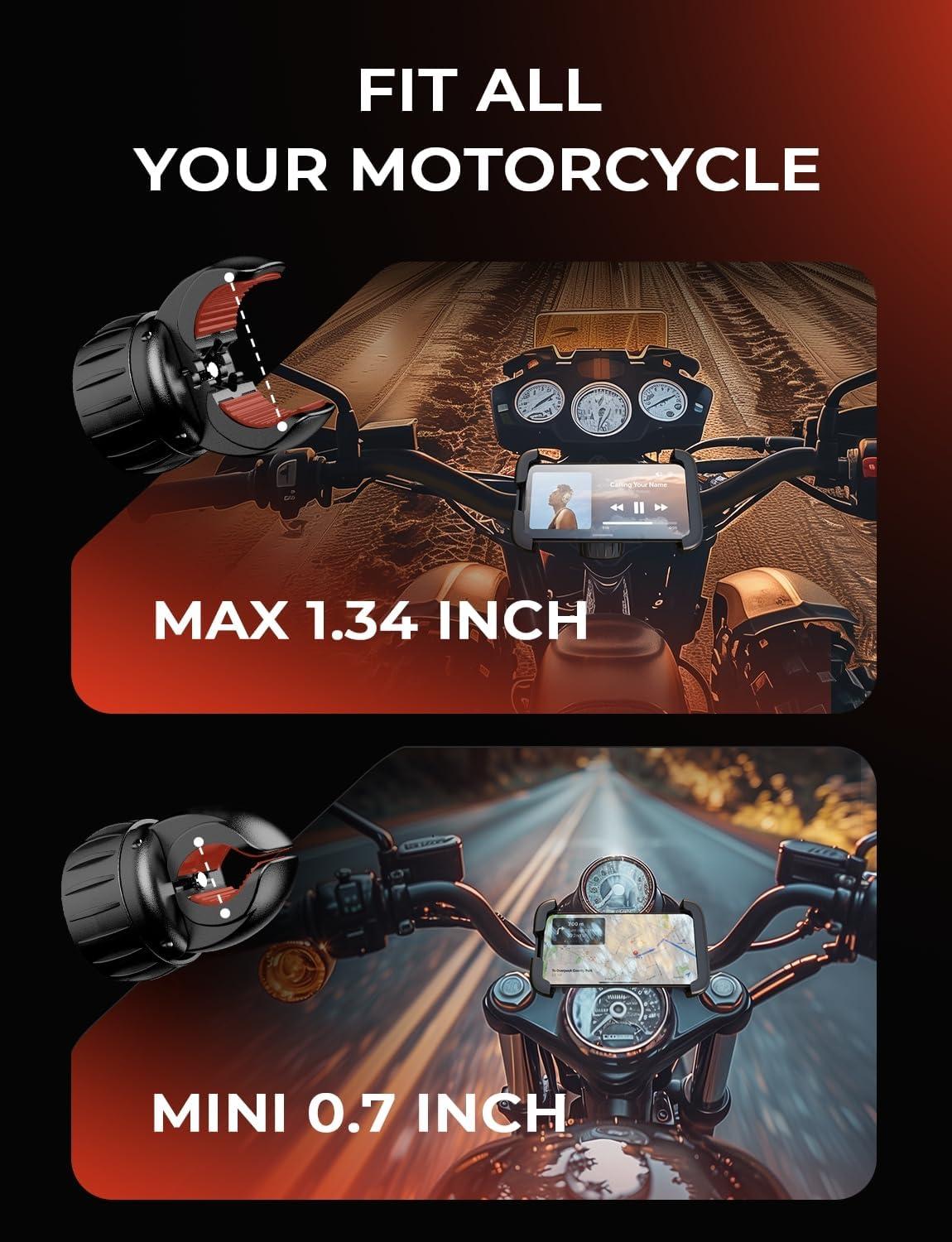 imageLISEN Motorcycle Phone Mount 2025 Upgrade Bike Phone Mount Motorcycle Handlebar Cell Phone Clamp Scooter Phone Clip for iPhone 16 Pro MaxPlus 15 Pro Max S9 S10 and 47quot to 68quot Smartphones