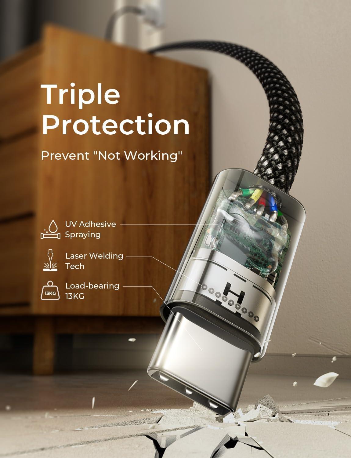 imageLISEN USB C Cable 5Pack 3333666610FT for iPhone 17 Charger Cord 60W USB C to USB C Fast Charging Cable for iPhone 17 Air 16 15 Pro Max Samsung Z Flip 7S25S24 Switch 2 iPad MacBookBlack