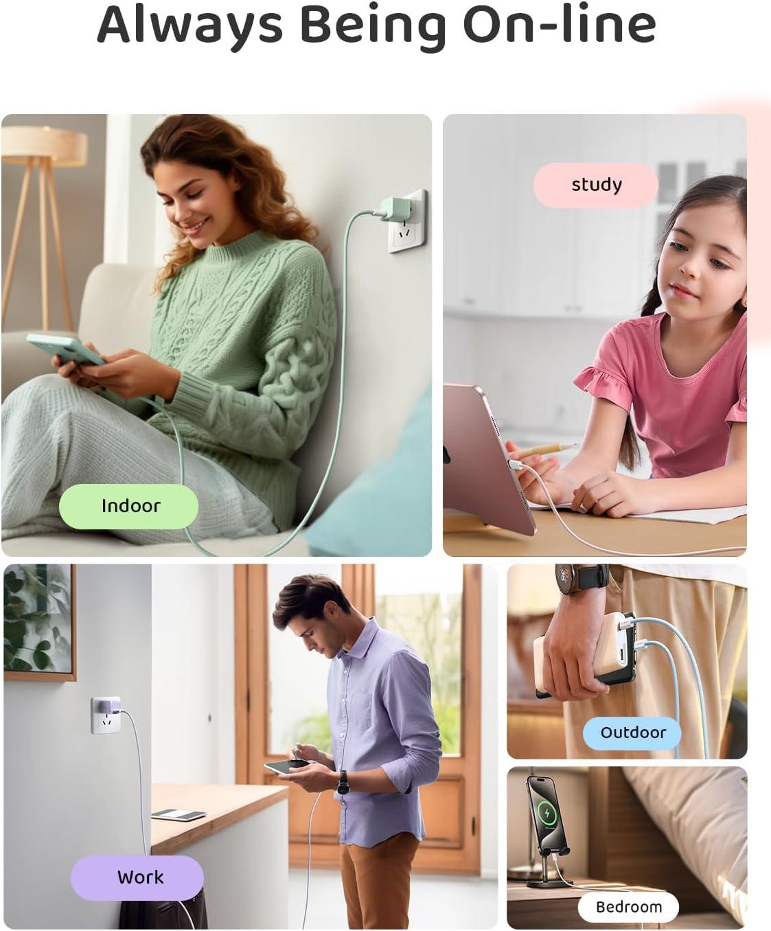 imageLISEN USB C Cable 5Pack 3333666610FT for iPhone 17 Charger Cord 60W USB C to USB C Fast Charging Cable for iPhone 17 Air 16 15 Pro Max Samsung Z Flip 7S25S24 Switch 2 iPad MacBookMulticolored