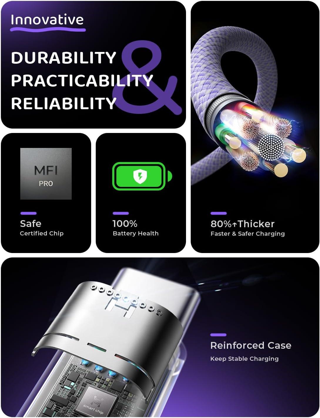 imageLISEN USB C Cable 5Pack 3333666610FT for iPhone 17 Charger Cord 60W USB C to USB C Fast Charging Cable for iPhone 17 Air 16 15 Pro Max Samsung Z Flip 7S25S24 Switch 2 iPad MacBookMulticolored