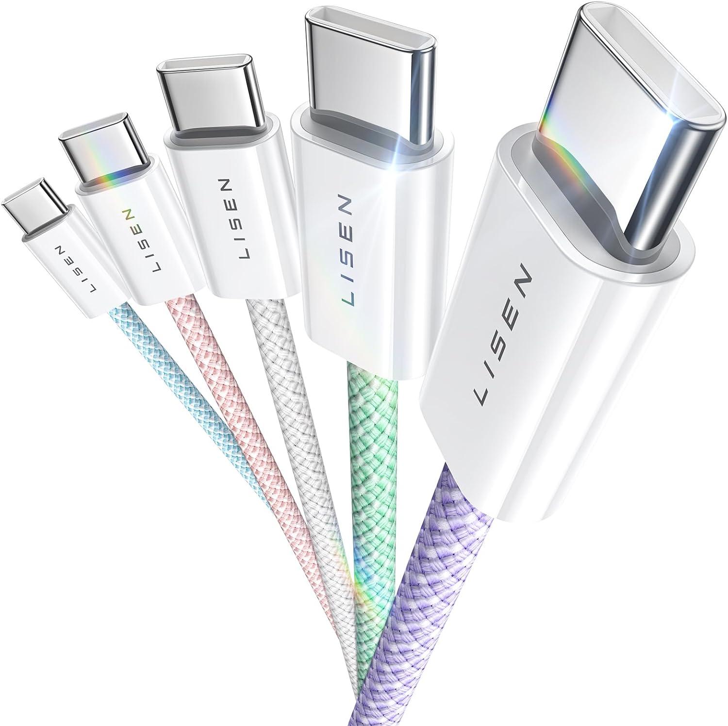 imageLISEN USB C Cable 5Pack 3333666610FT for iPhone 17 Charger Cord 60W USB C to USB C Fast Charging Cable for iPhone 17 Air 16 15 Pro Max Samsung Z Flip 7S25S24 Switch 2 iPad MacBookMulticolored