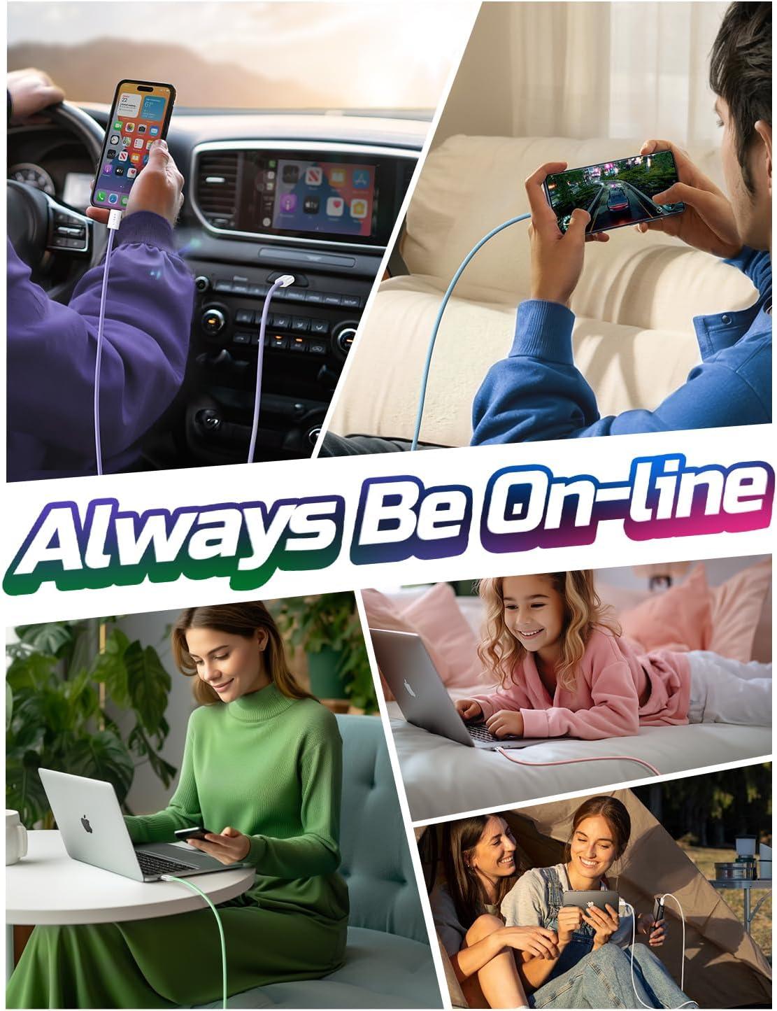 imageLISEN USB C Cable 5Pack 3333666610FT for iPhone 17 Charger Cord 60W USB C to USB C Fast Charging Cable for iPhone 17 Air 16 15 Pro Max Samsung Z Flip 7S25S24 Switch 2 iPad MacBookMulticolored