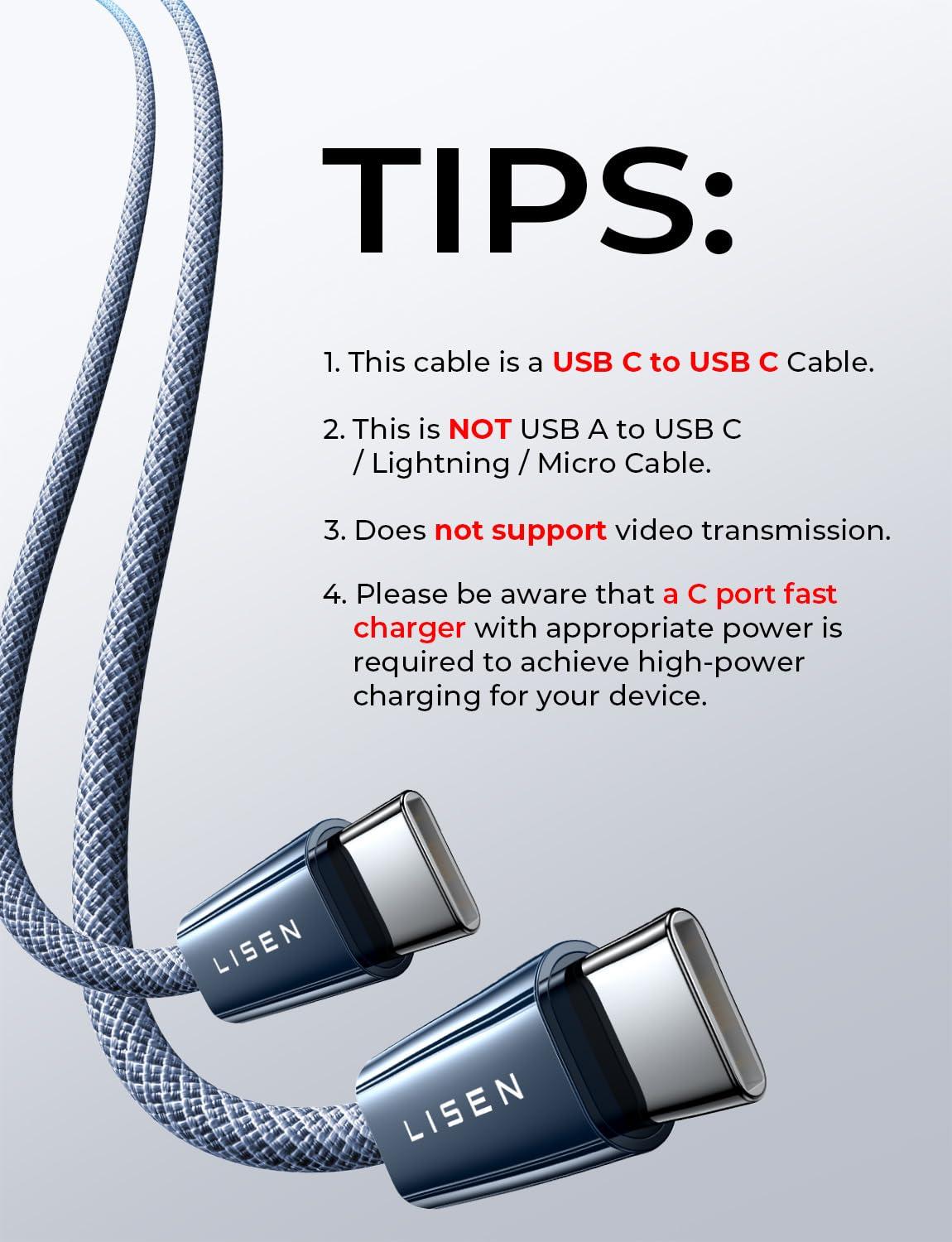 imageLISEN USB C to USB C Cable 240W C to C Cable Fast Charging 66ft 2Pack Type C Charger Fast Charging USBC Cables for iPhone 17 Pro Max Charging Cable for iPhone 16 15 iPad MacBook Pro Samsung S25Midnight