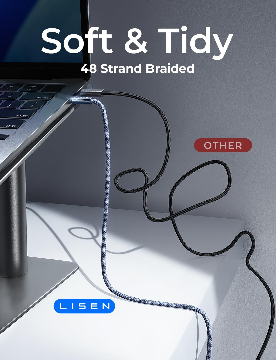 imageLISEN USB C to USB C Cable 240W C to C Cable Fast Charging 66ft 2Pack Type C Charger Fast Charging USBC Cables for iPhone 17 Pro Max Charging Cable for iPhone 16 15 iPad MacBook Pro Samsung S25Midnight