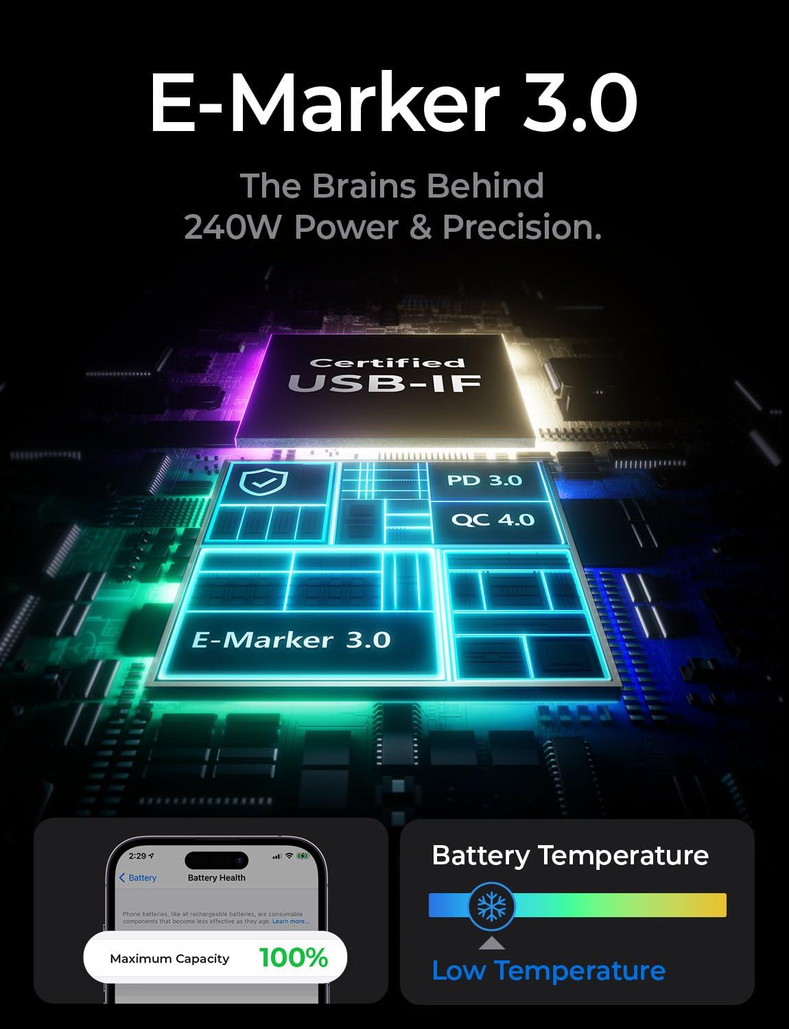 imageLISEN USB C to USB C Cable 240W C to C Cable Fast Charging 66ft 2Pack Type C Charger Fast Charging USBC Cables for iPhone 17 Pro Max Charging Cable for iPhone 16 15 iPad MacBook Pro Samsung S25Midnight