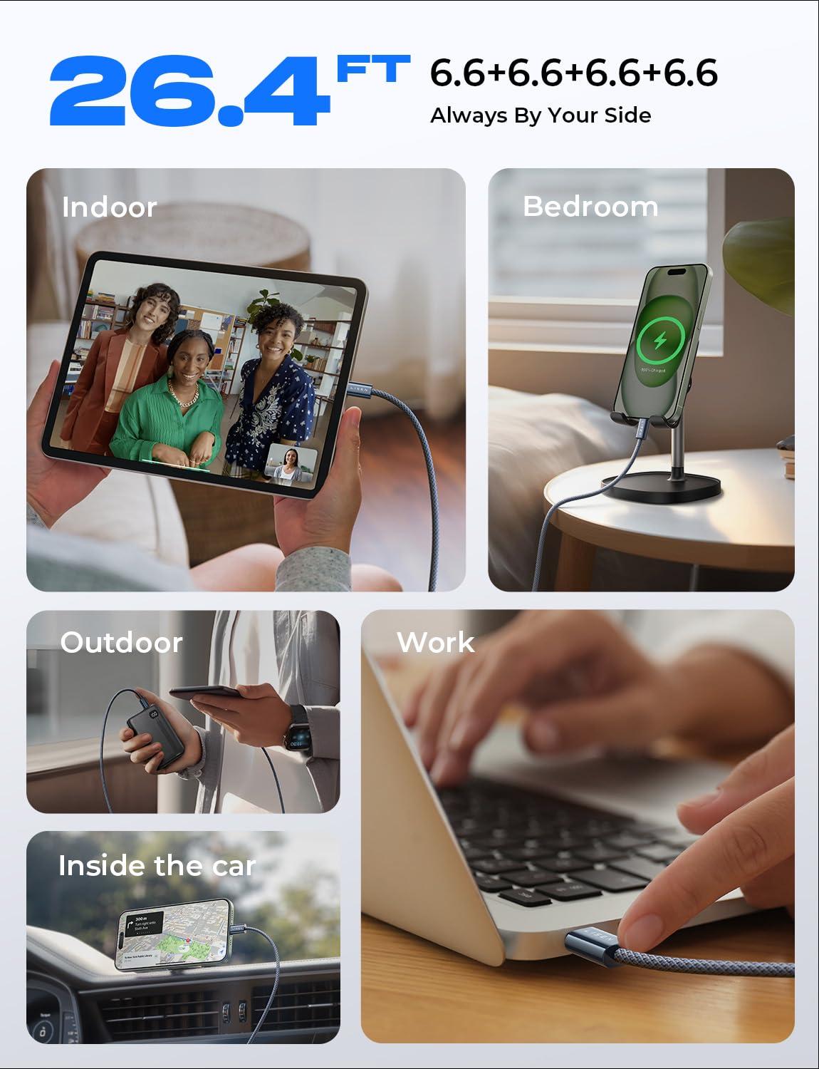 imageLISEN USB C to USB C Cable 240W C to C Cable Fast Charging 66ft 2Pack Type C Charger Fast Charging USBC Cables for iPhone 17 Pro Max Charging Cable for iPhone 16 15 iPad MacBook Pro Samsung S25Midnight