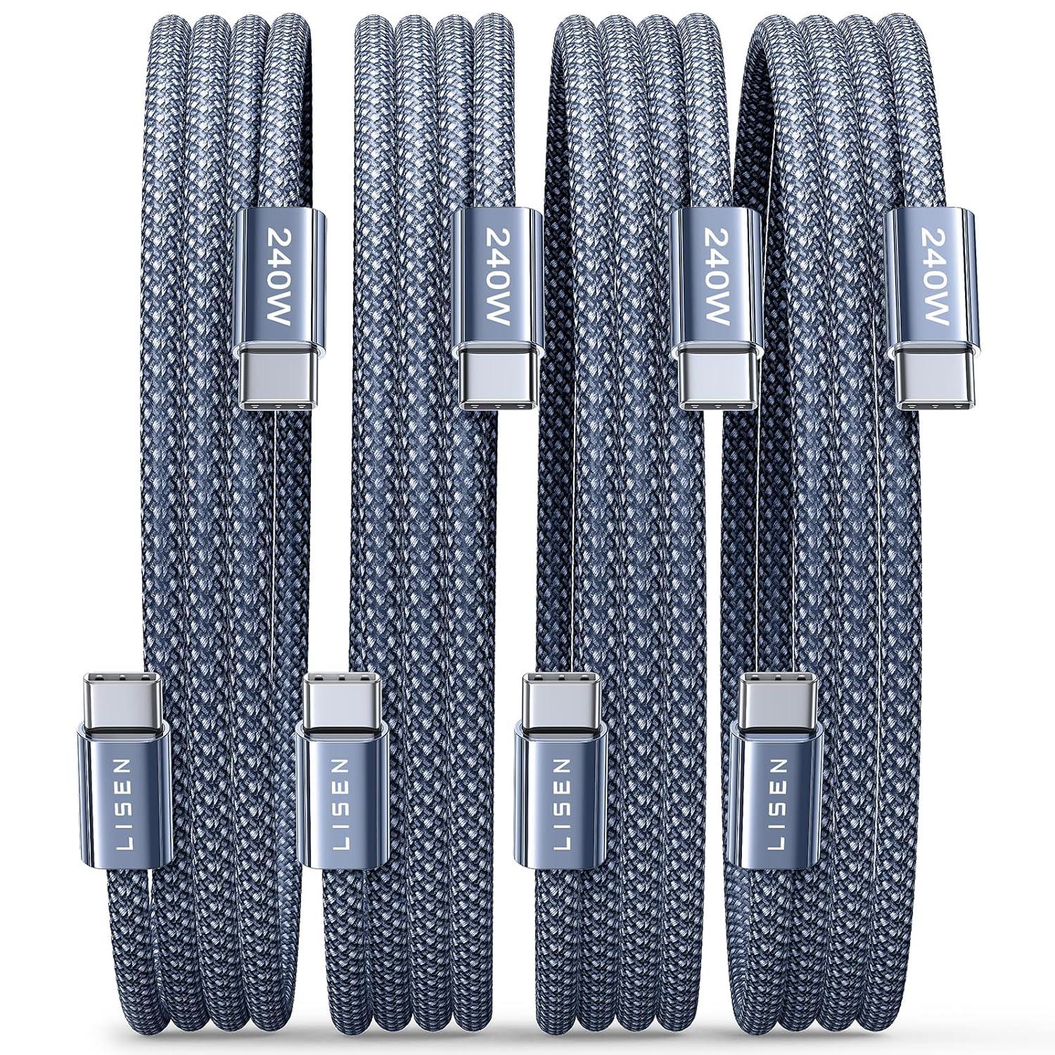 imageLISEN USB C to USB C Cable 240W C to C Cable Fast Charging 66ft 2Pack Type C Charger Fast Charging USBC Cables for iPhone 17 Pro Max Charging Cable for iPhone 16 15 iPad MacBook Pro Samsung S25Midnight