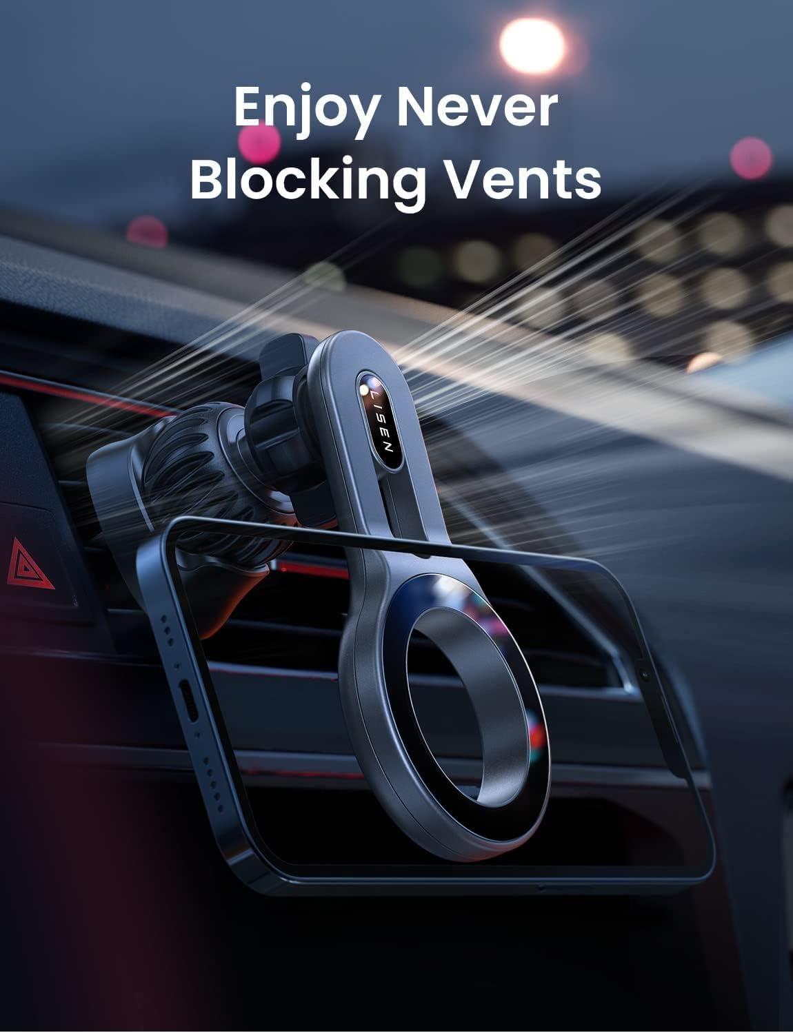 imageLISEN for MagSafe Car Mount Magnetic Phone Holder for Car Air Vent Phone Holder Strong Magnetic Hands Free Cell Phone Holder Strong Clip Car Accessories fit iPhone 17 Pro Max 16 15 14 13Silver