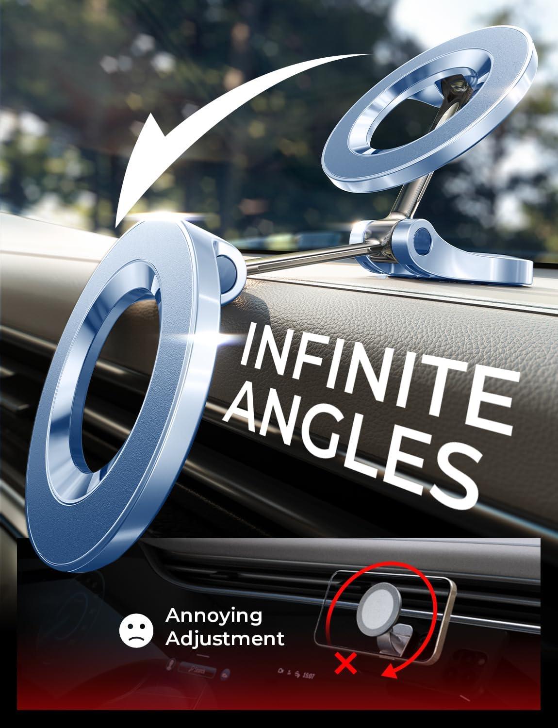 imageLISEN for MagSafe Car Mount for iPhone 17 PRO MAX Extra Small Ultra Magnetic Phone Holder for Car Dashboard Car Phone Holder Car Accessories for Women Men Fit for iPhone17 ProAirMax 16 15 14 13Carbon Fiber Blue