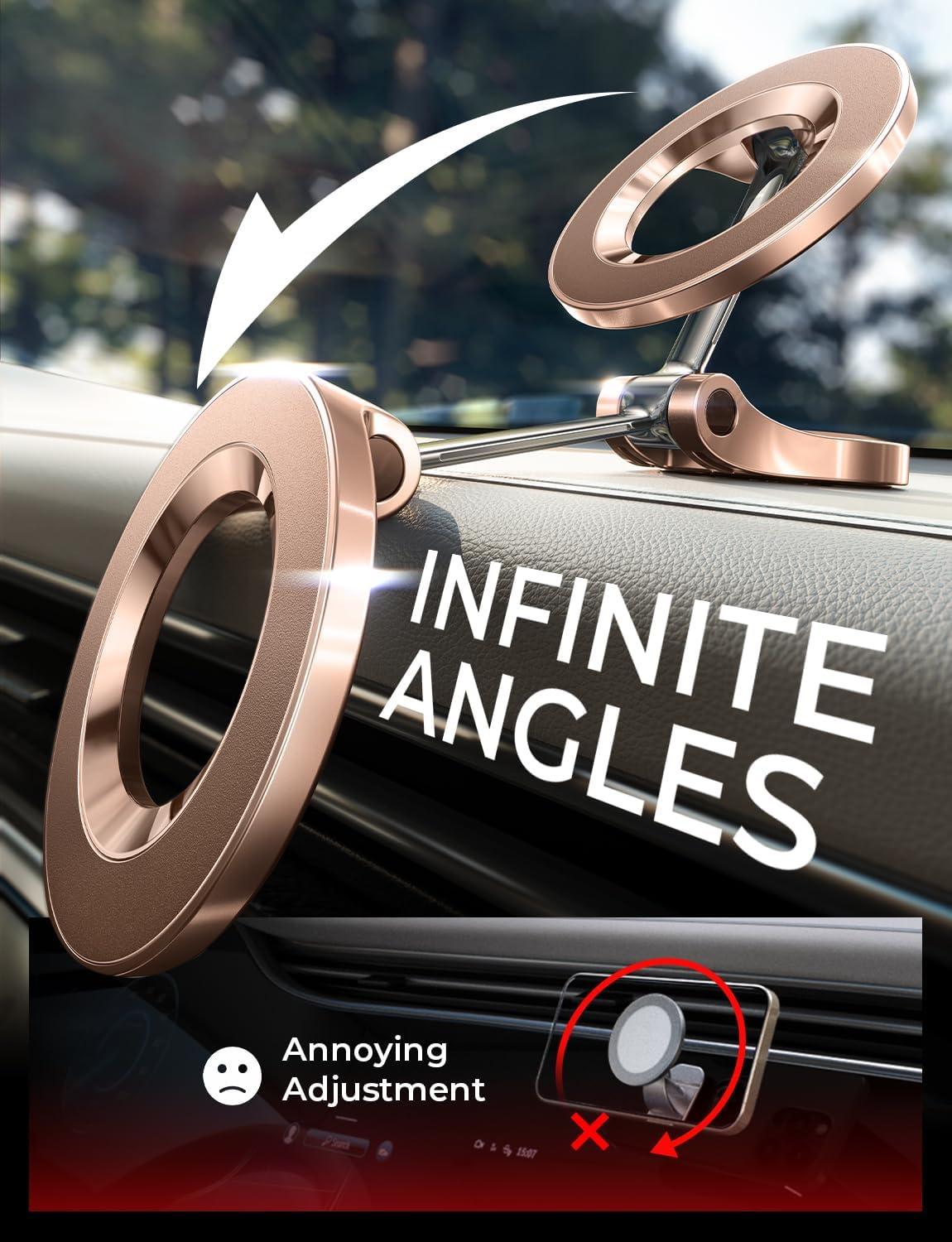 imageLISEN for MagSafe Car Mount for iPhone 17 PRO MAX Extra Small Ultra Magnetic Phone Holder for Car Dashboard Car Phone Holder Car Accessories for Women Men Fit for iPhone17 ProAirMax 16 15 14 13Rose Gold