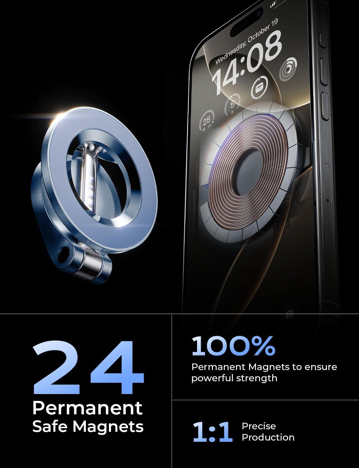 imageLISEN for MagSafe Car Mount for iPhone 17 PRO MAX Extra Small Ultra Magnetic Phone Holder for Car Dashboard Car Phone Holder Car Accessories for Women Men Fit for iPhone17 ProAirMax 16 15 14 13Carbon Fiber Blue