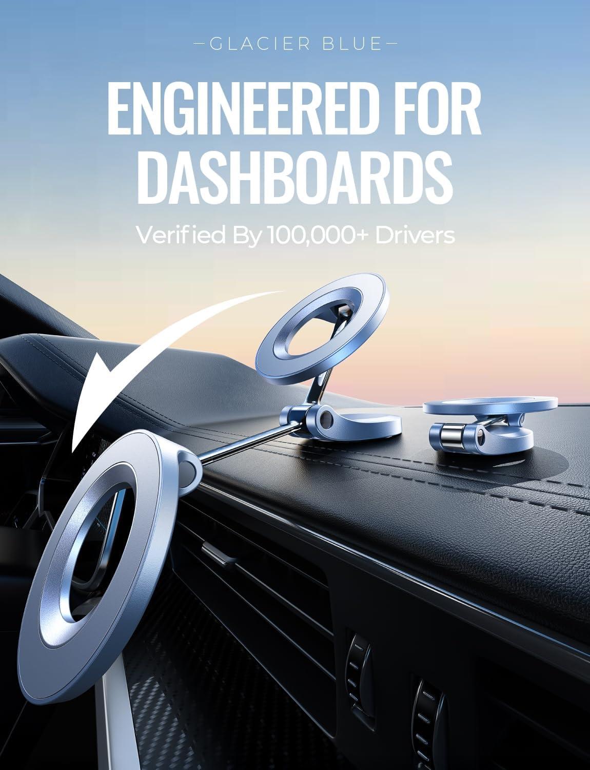 imageLISEN for MagSafe Car Mount for iPhone 17 PRO MAX Extra Small Ultra Magnetic Phone Holder for Car Dashboard Car Phone Holder Car Accessories for Women Men Fit for iPhone17 ProAirMax 16 15 14 13Carbon Fiber Blue