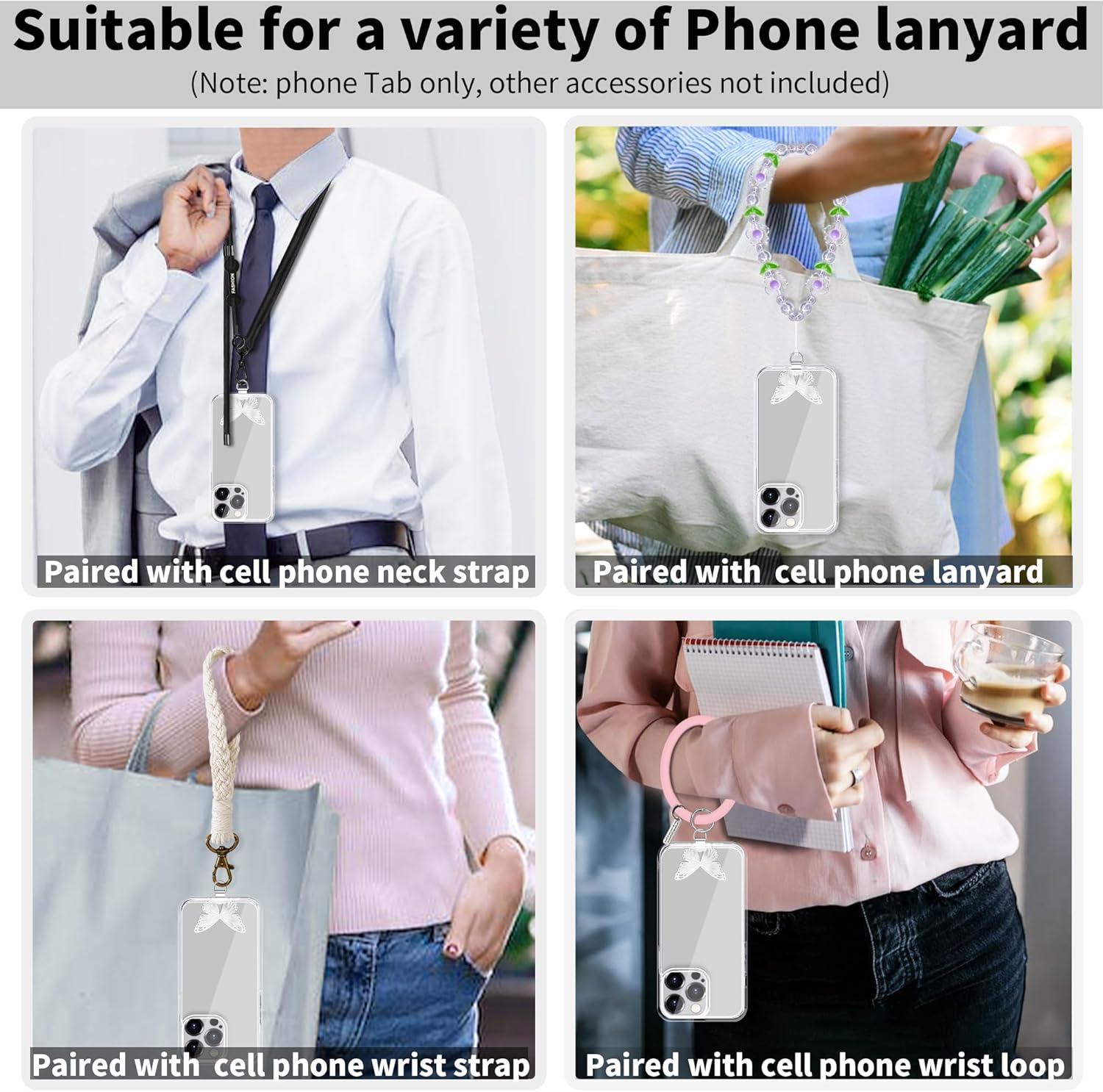 imageTACOMEGE Metal Phone Tether Tab for iPhone 15 14 13 12 Butterfly Phone Lanyard Strap Patch Replacement for Smartphone Cases GoldSilver