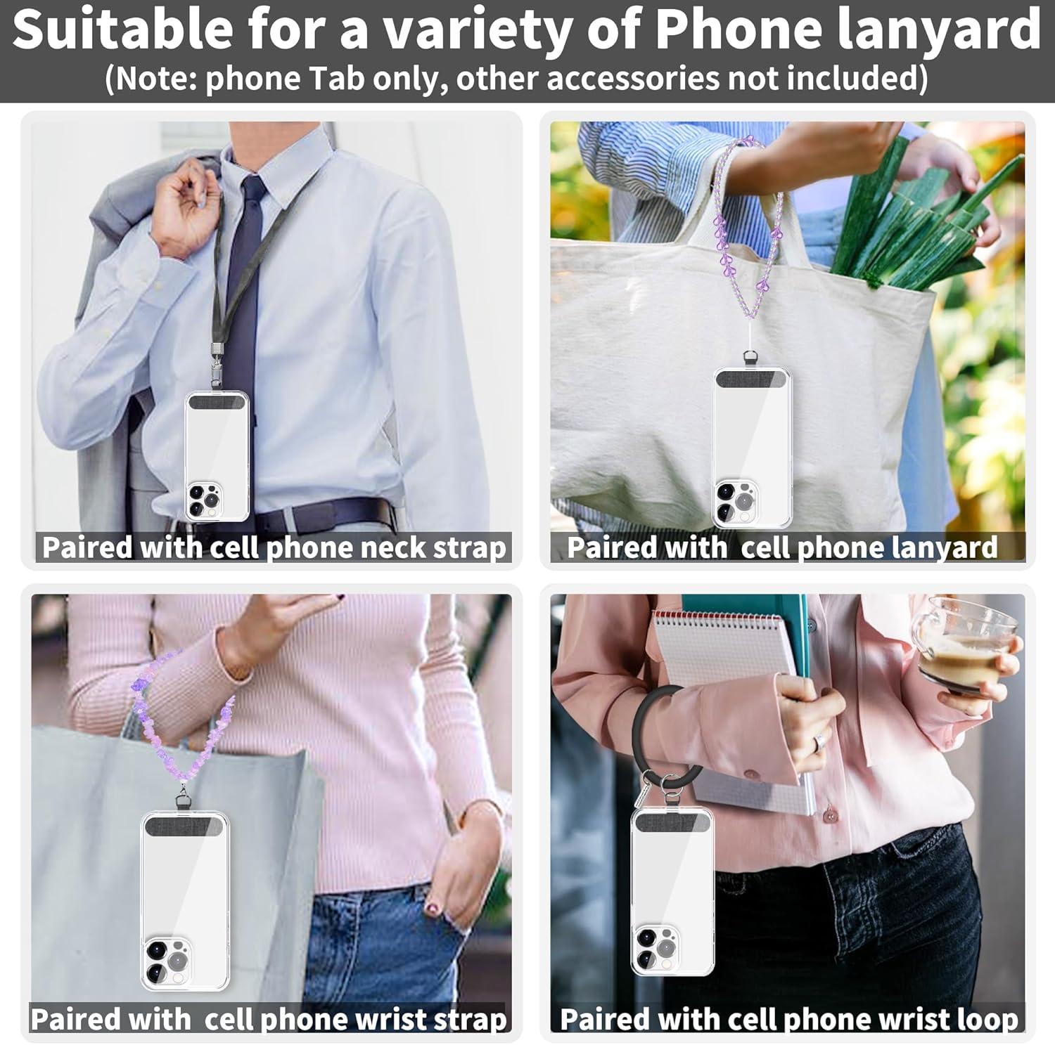 imageTACOMEGE Phone Tether Tab for iPhone Cell Phone Lanyard Patch Phone Strap Replacement Part for All Full Phone Cases PinkDark Grey