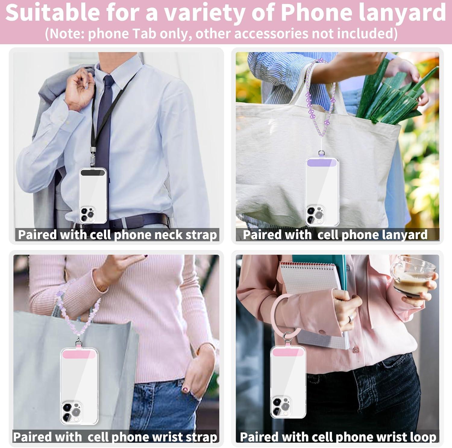 imageTACOMEGE Phone Tether Tab for iPhone Cell Phone Lanyard Patch Phone Strap Replacement Part for All Full Phone Cases PinkPink