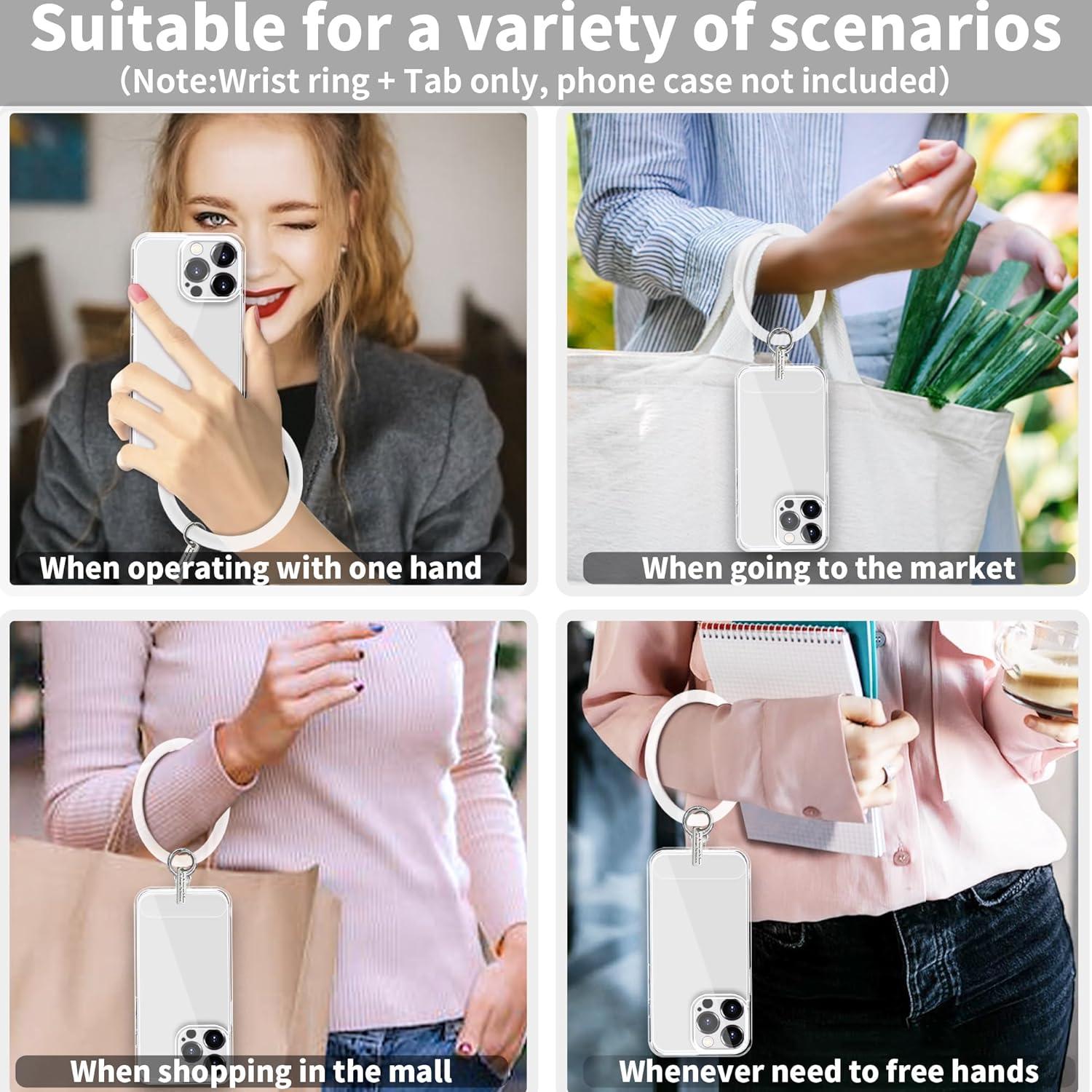 imageTACOMEGE Silicone Ring Phone Lanyard for Most Smartphones Cases with Anchor Soft Phone Loop Wrist Strap for Women BlackTranslucent