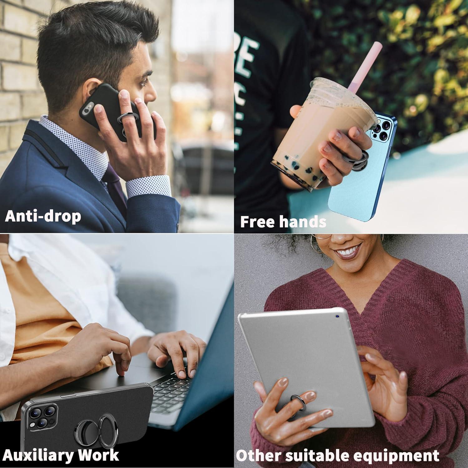 imageTACOMEGE Smooth Alloy Phone Ring Grip Holder 360 Rotation Finger Ring Kickstand for iPhone iPad Samsung and All Smartphones Tablets PRGBPRGB