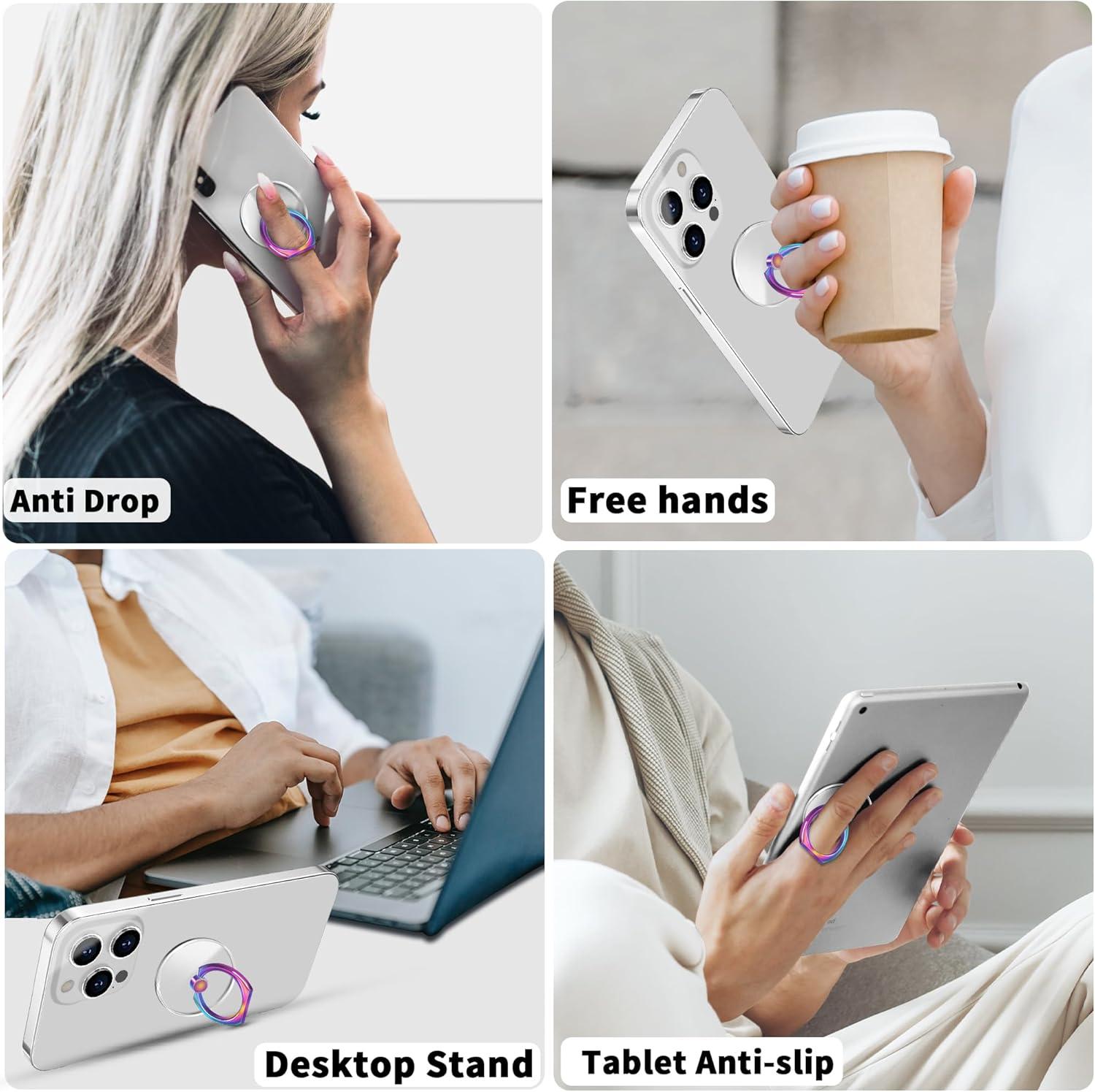 imageTACOMEGE Transparent Clear Phone Ring Grips Holder Kickstand Finger Ring Stand for Cell Phone Tablet Case Accessories Round GD R1PCS Colorful Ring