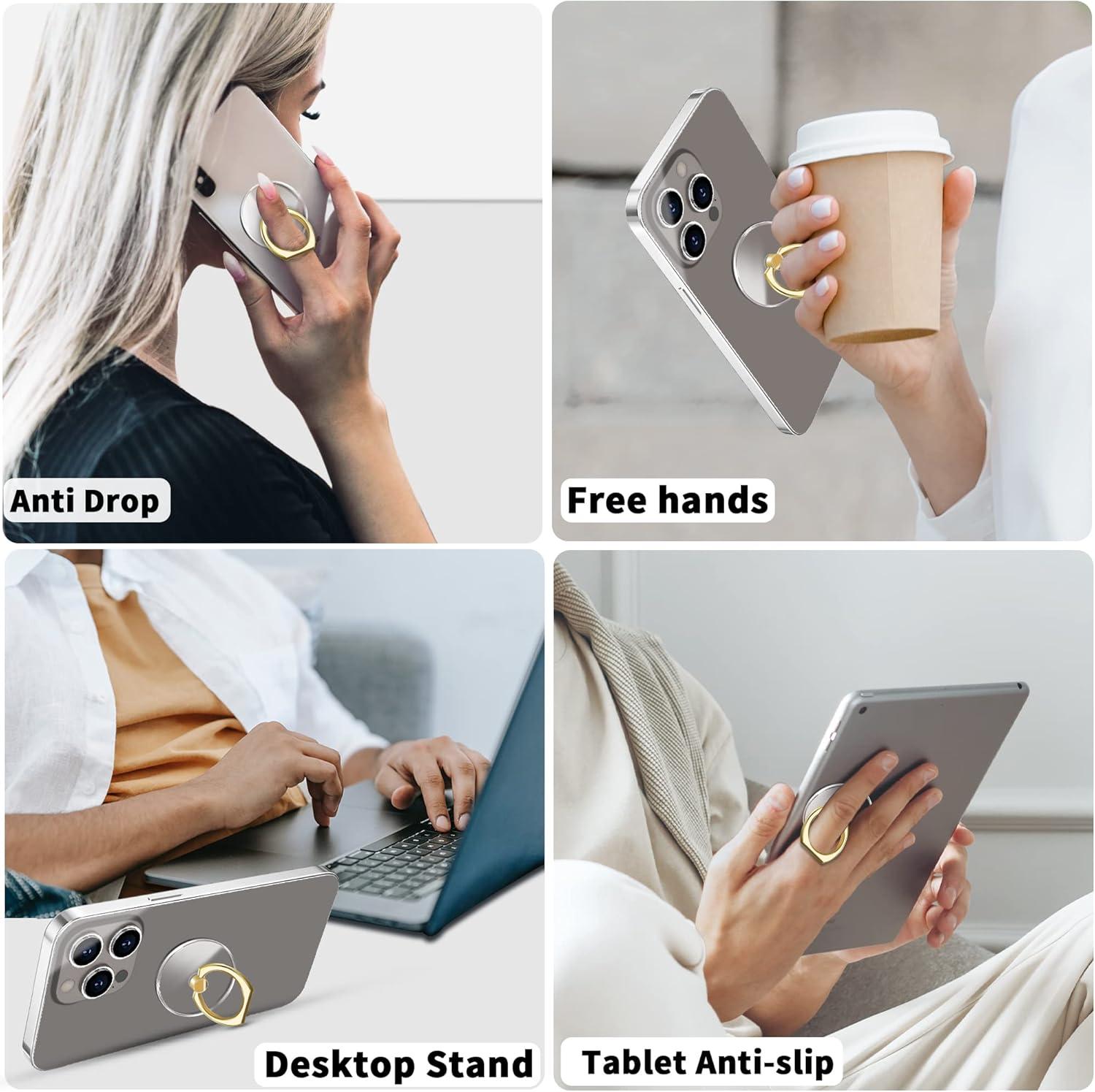 imageTACOMEGE Transparent Clear Phone Ring Grips Holder Kickstand Finger Ring Stand for Cell Phone Tablet Case Accessories Round GD RGD R