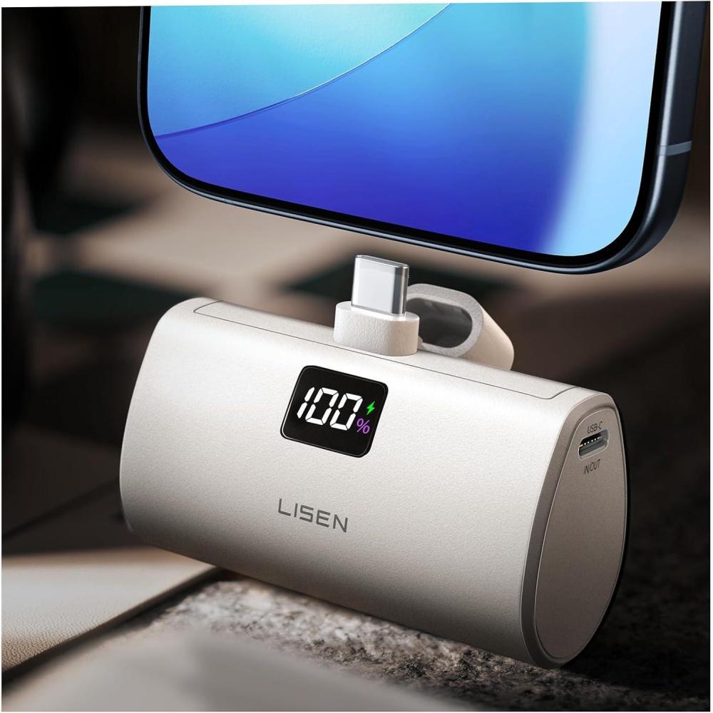 image7000mAh LISEN Mini Portable Charger USB C Power Bank for iPhone 17 Pro Max No Cable Needed Charge Myself ampamp Other Phones 225W Fast Charging for iPhone 171615SamsungPixel iPad AirPodsIvory White
