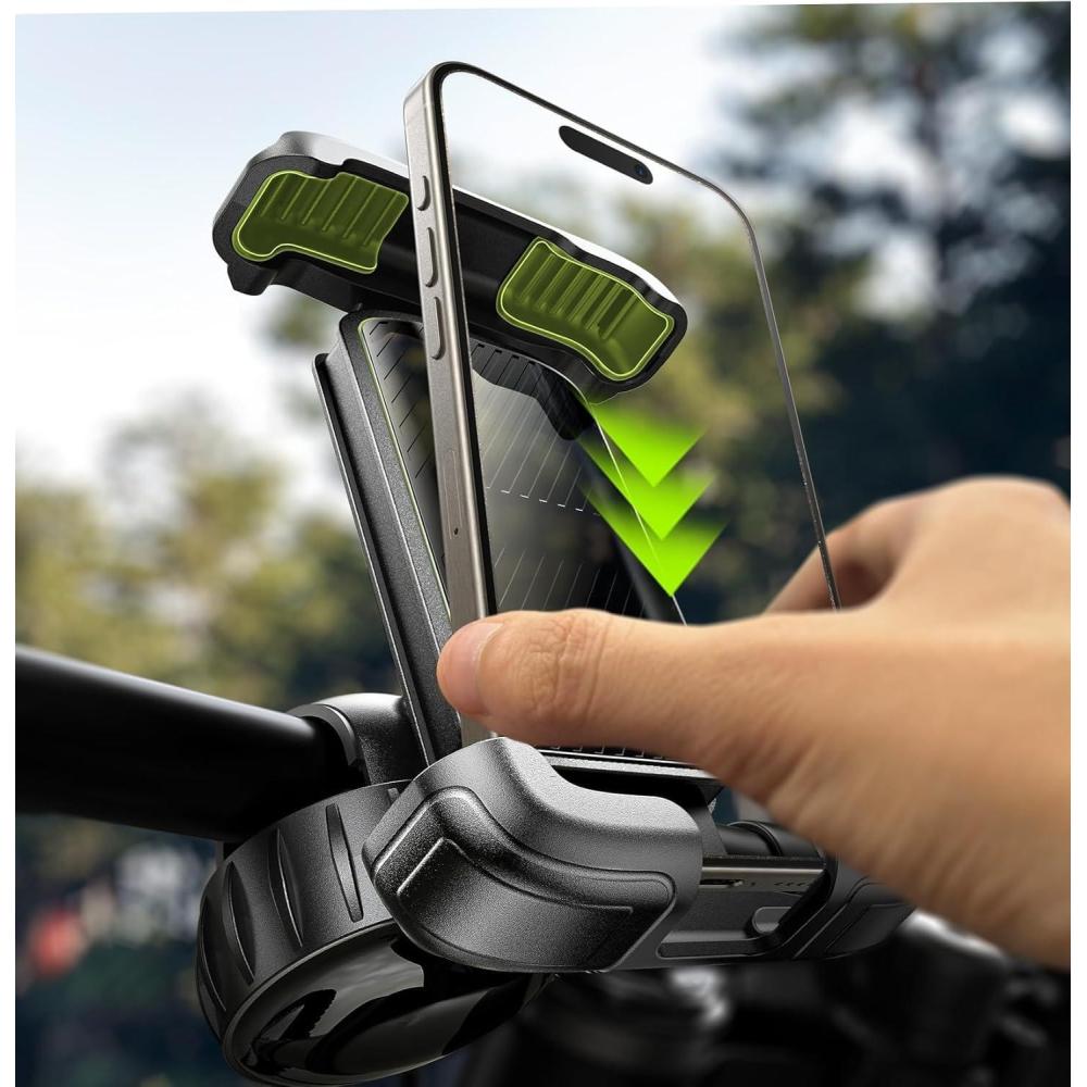 imageLISEN Bike Phone Holder Super Easy Install Ultra Stable Motorcycle Phone Mount Bicycle Handlebar Holder Mount for Adults Kids Bike Bicycle Ebike Gear Accessories for iPhone Samsung Google PixelBlack