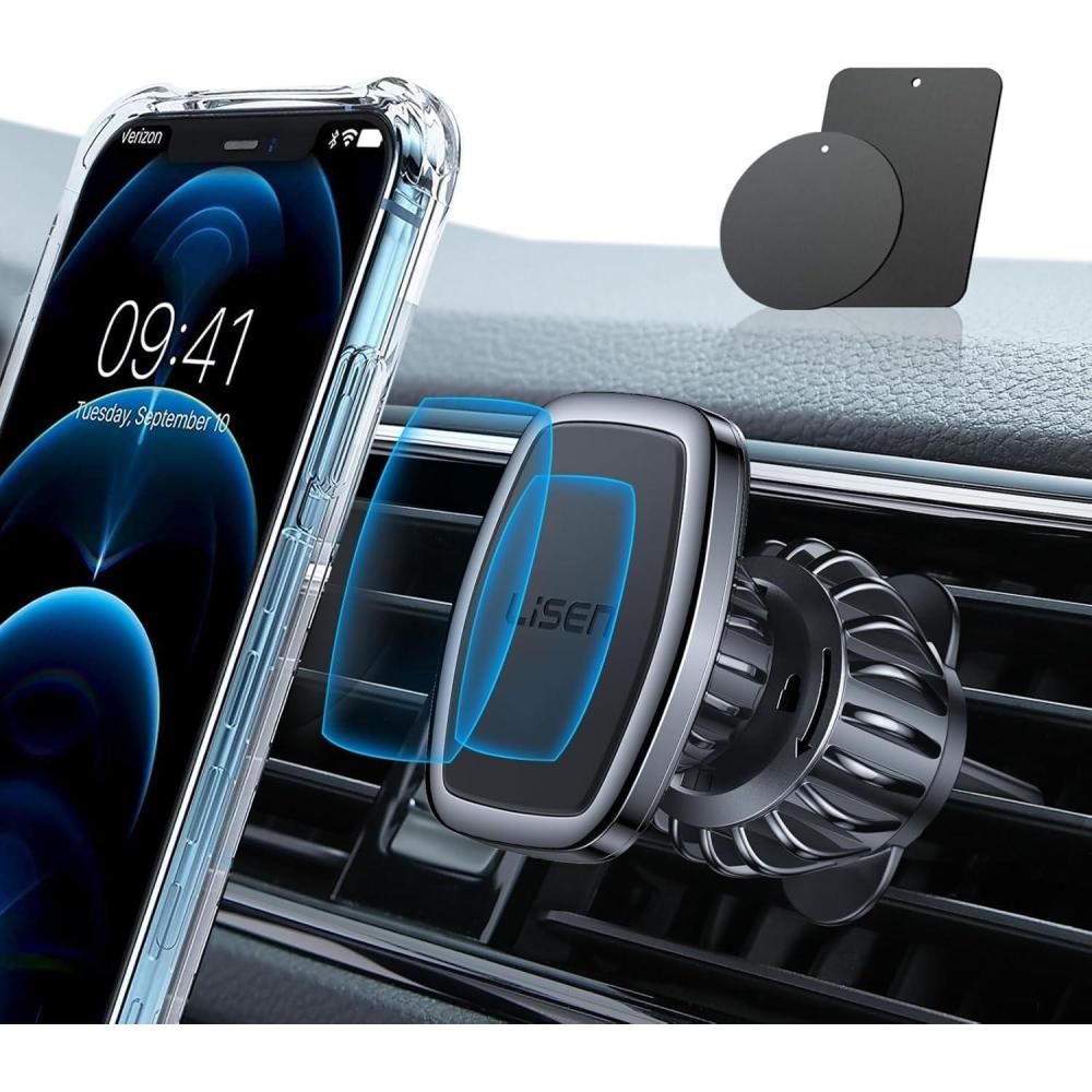 imageLISEN Magnetic Phone Holder for Car  Upgraded Clip Ultra 6 Strong Magnets Phone Magnets for Back of Phone Soporte de Telefono para carro for Galaxy S25 Ultra 467 inch Smartphones BlackBlack