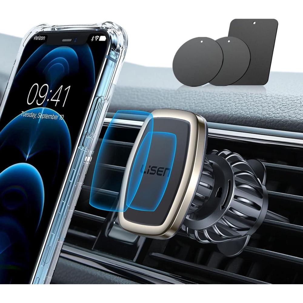 imageLISEN Magnetic Phone Holder for Car  Upgraded Clip Ultra 6 Strong Magnets Phone Magnets for Back of Phone Soporte de Telefono para carro for Galaxy S25 Ultra 467 inch Smartphones BlackGold