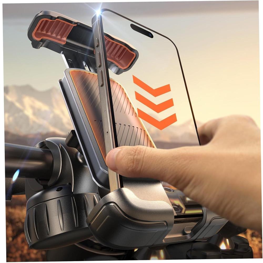 imageLISEN Motorcycle Phone Mount 2025 Upgrade Bike Phone Mount Motorcycle Handlebar Cell Phone Clamp Scooter Phone Clip for iPhone 16 Pro MaxPlus 15 Pro Max S9 S10 and 47quot to 68quot Smartphones