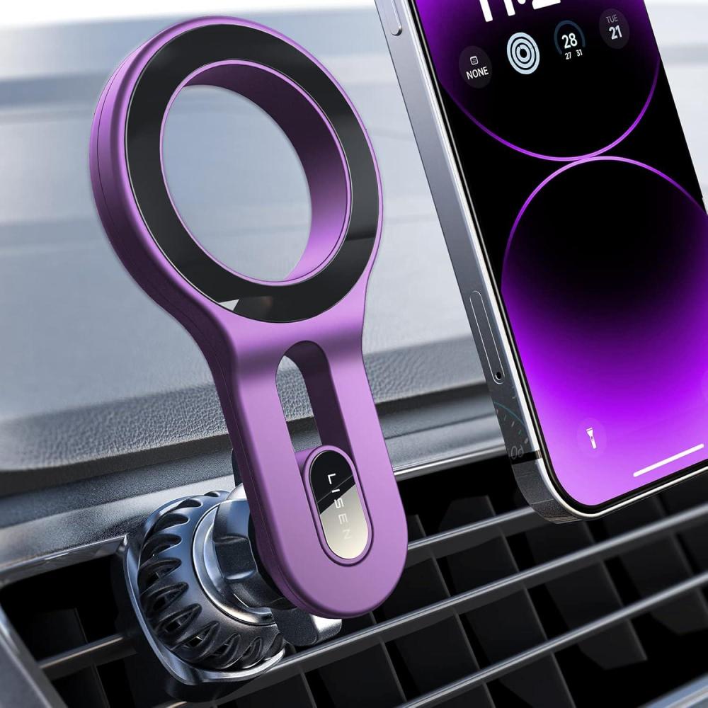 imageLISEN for MagSafe Car Mount Magnetic Phone Holder for Car Air Vent Phone Holder Strong Magnetic Hands Free Cell Phone Holder Strong Clip Car Accessories fit iPhone 17 Pro Max 16 15 14 13Purple