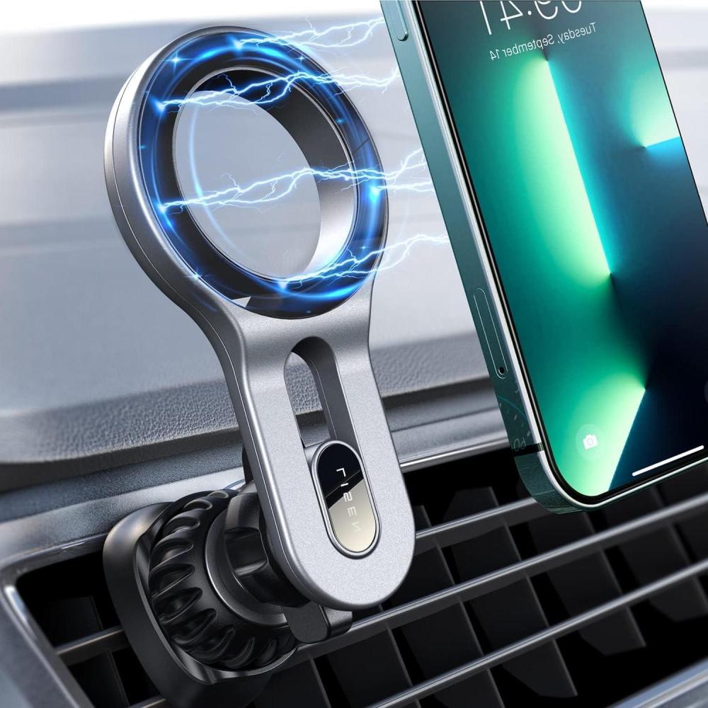 imageLISEN for MagSafe Car Mount Magnetic Phone Holder for Car Air Vent Phone Holder Strong Magnetic Hands Free Cell Phone Holder Strong Clip Car Accessories fit iPhone 17 Pro Max 16 15 14 13Silver