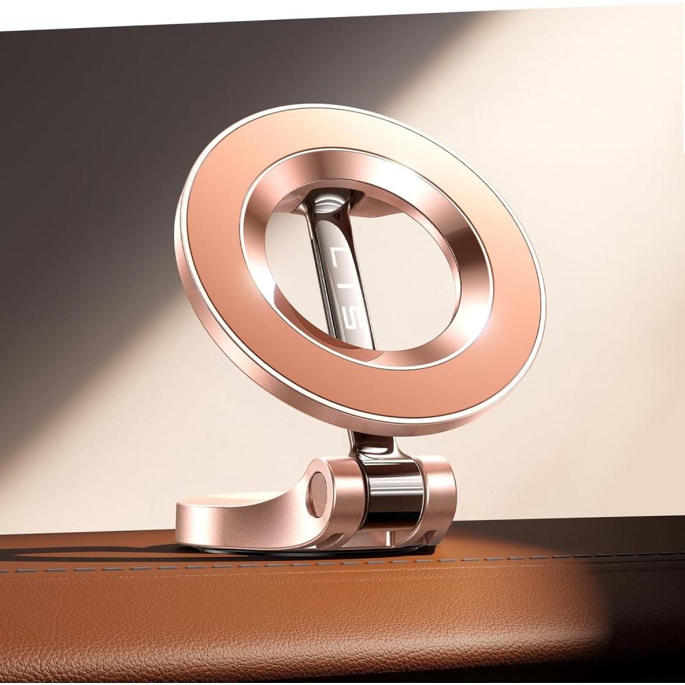 imageLISEN for MagSafe Car Mount for iPhone 17 PRO MAX Extra Small Ultra Magnetic Phone Holder for Car Dashboard Car Phone Holder Car Accessories for Women Men Fit for iPhone17 ProAirMax 16 15 14 13Rose Gold