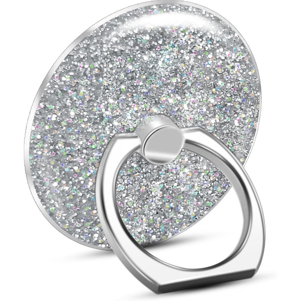 imageTACOMEGE Bling Glitter Phone Grip Round Cell Phone Ring Holder Stand Purple for Women Girls Compatible with Smartphone Tablet EReader Etc PUSV