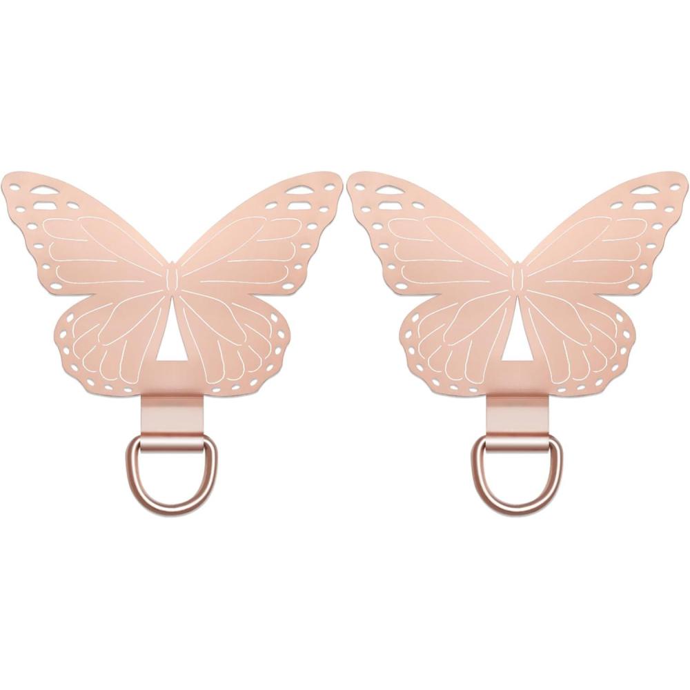 imageTACOMEGE Metal Phone Tether Tab for iPhone 15 14 13 12 Butterfly Phone Lanyard Strap Patch Replacement for Smartphone Cases GoldRose Gold