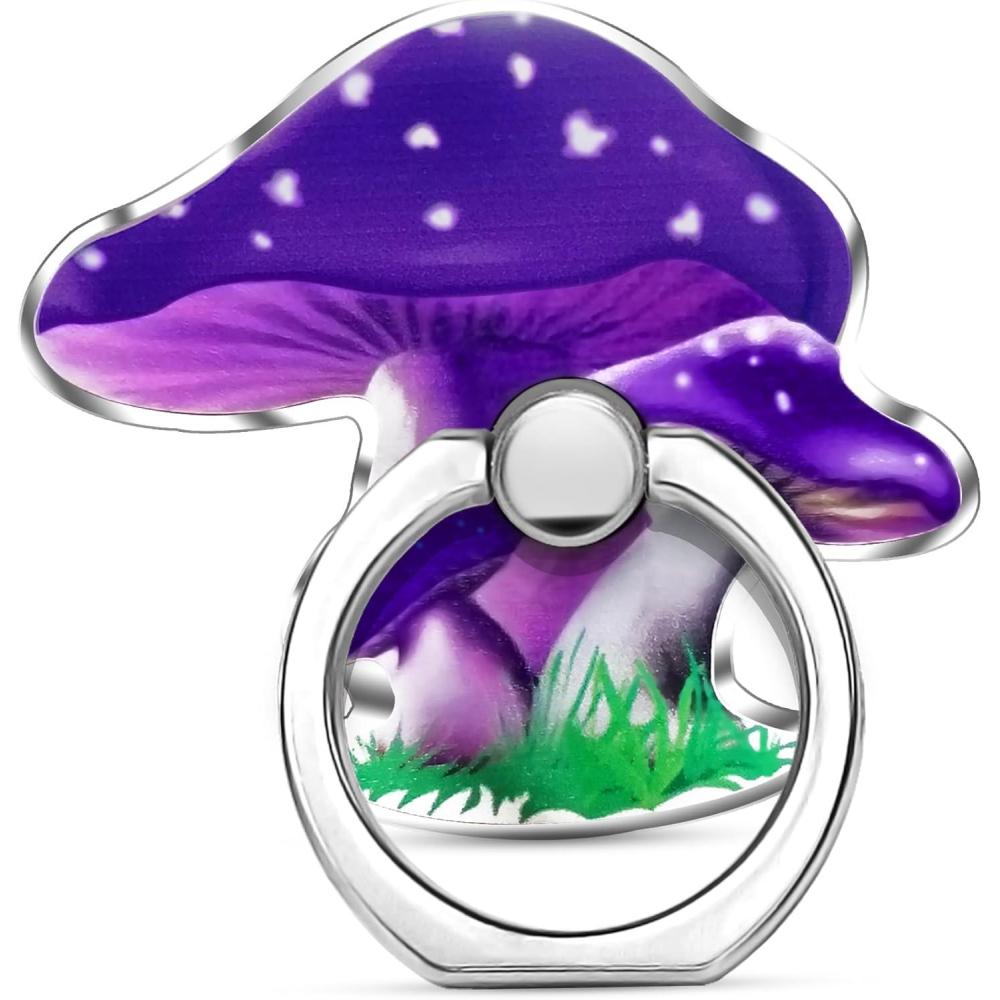 imageTACOMEGE Phone Grip Holder Mushrooms Phone Ring Stand Compatible with Smartphone Tablet EReader Etc Purple PurplePurple