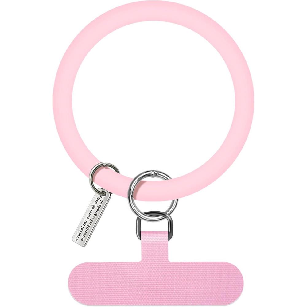 imageTACOMEGE Silicone Ring Phone Lanyard for Most Smartphones Cases with Anchor Soft Phone Loop Wrist Strap for Women BlackPink