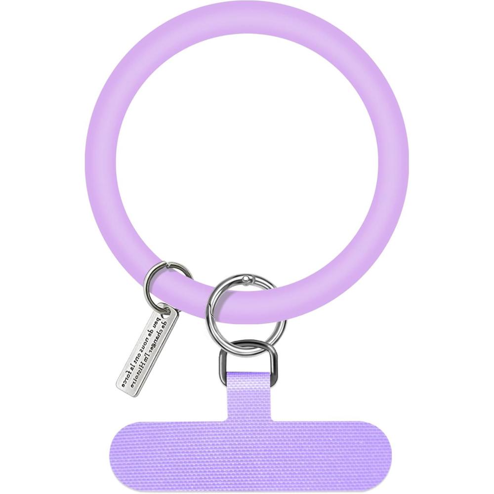 imageTACOMEGE Silicone Ring Phone Lanyard for Most Smartphones Cases with Anchor Soft Phone Loop Wrist Strap for Women BlackPurple