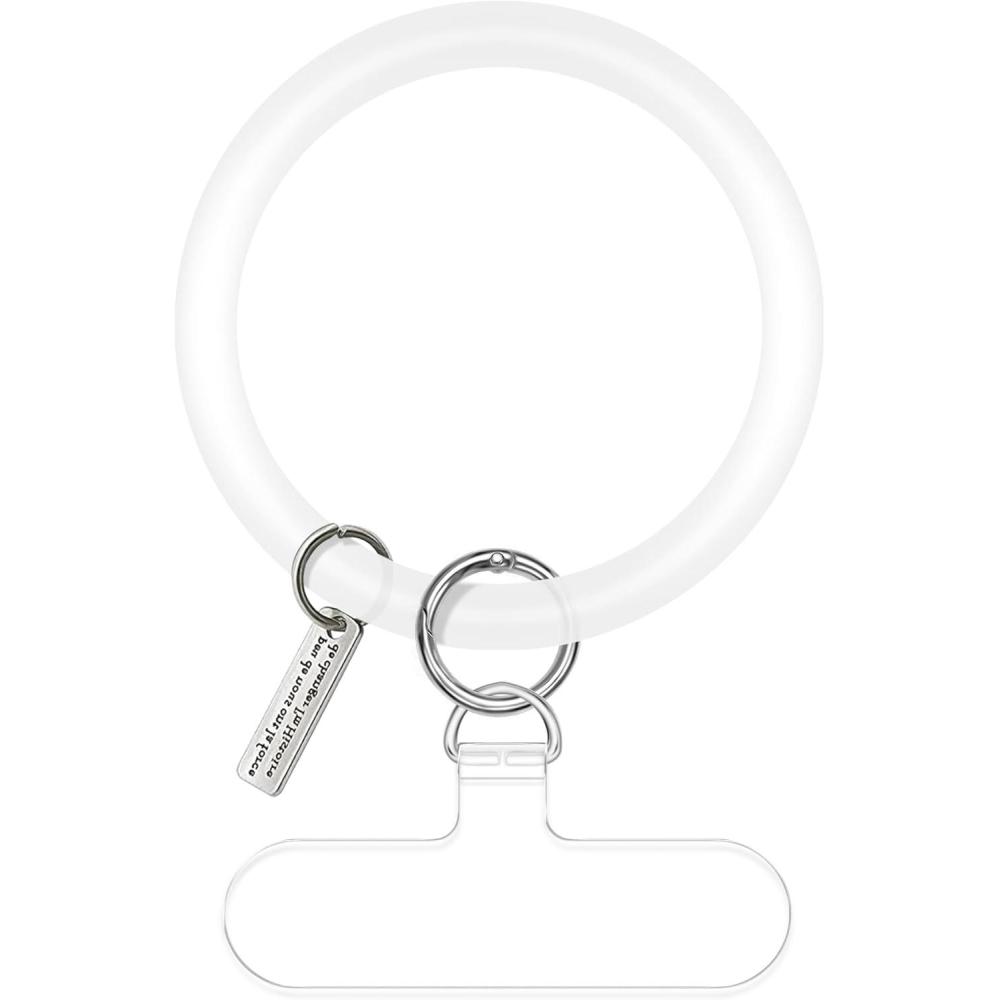 imageTACOMEGE Silicone Ring Phone Lanyard for Most Smartphones Cases with Anchor Soft Phone Loop Wrist Strap for Women BlackTranslucent