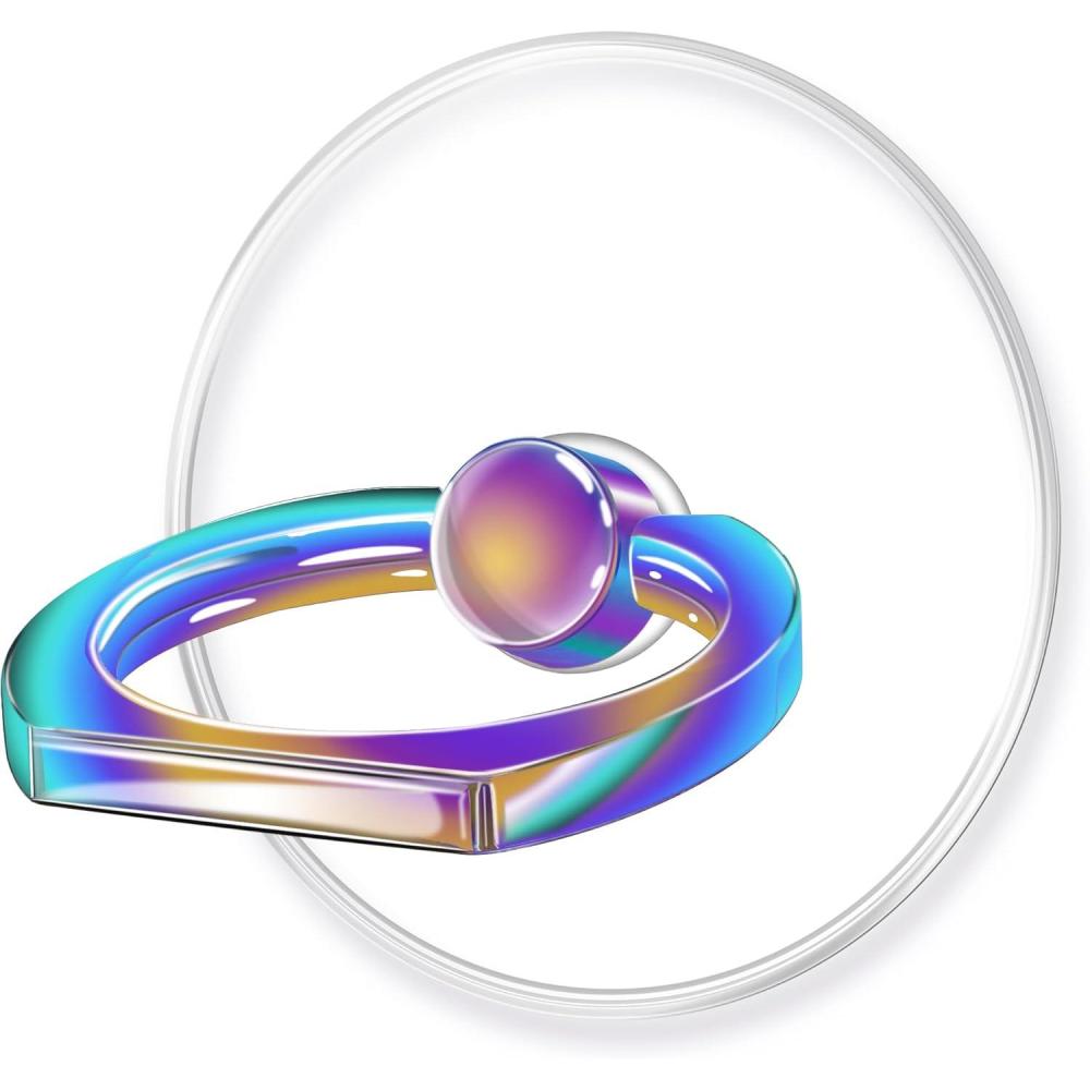 imageTACOMEGE Transparent Clear Phone Ring Grips Holder Kickstand Finger Ring Stand for Cell Phone Tablet Case Accessories Round GD R1PCS Colorful Ring