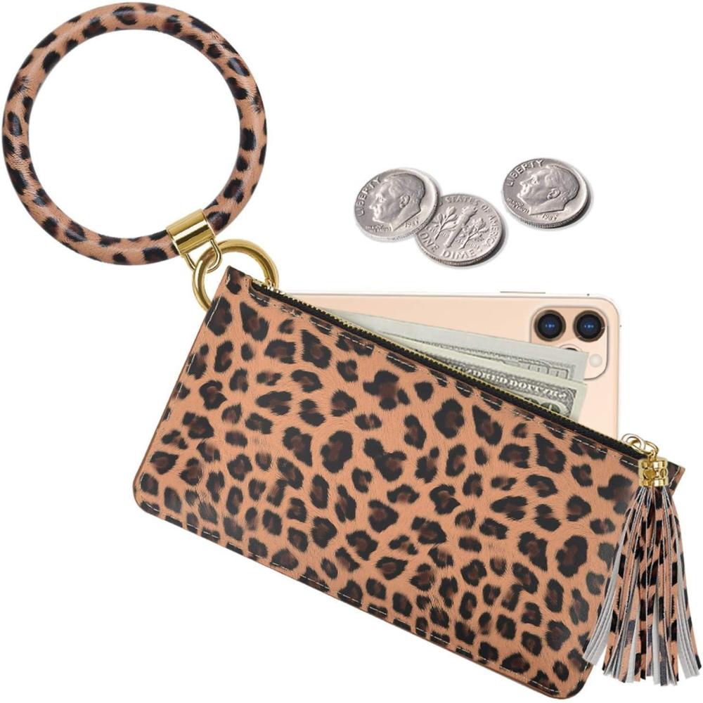 imageTakyu Keychain Bracelet Leather Wristlet Keychain Bracelet with Tassel for Women