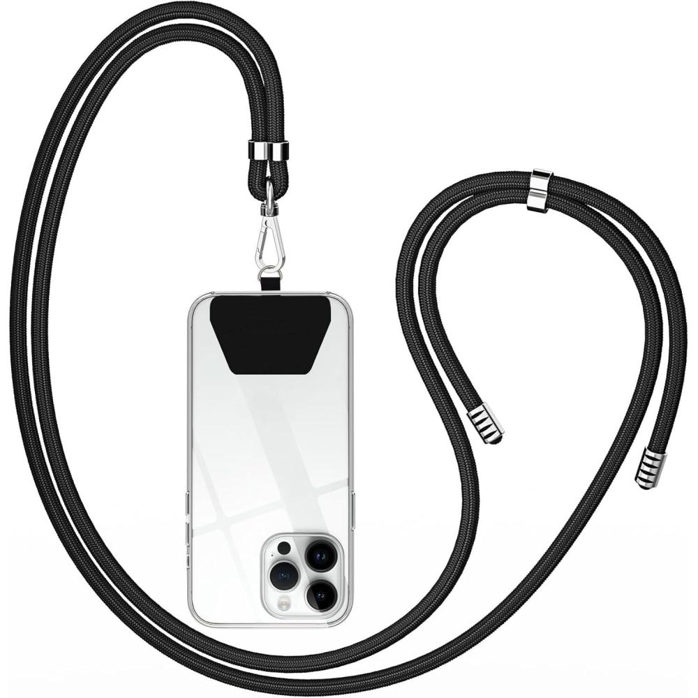 imagetakyu Phone Lanyard Universal Cell Phone Lanyard with Adjustable Nylon Neck Strap Phone Tether Safety Strap Compatible with Most Smartphones with Full Coverage Case BlackBlack