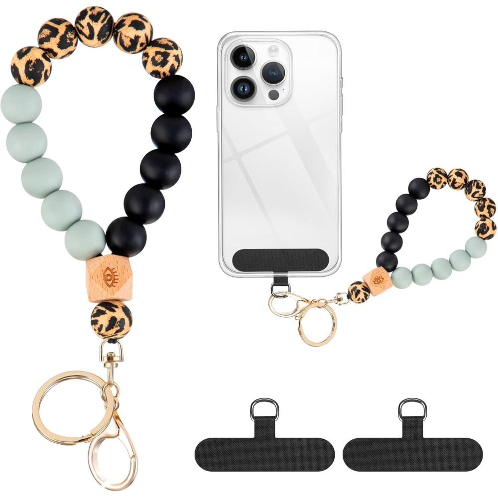 imagetakyu Phone Wrist Strap Silicone Beaded Phone Wrist Lanyard for Women Girls with 2PCS Tabs Fit for iPhone for Shopping WalkingYellowYellow