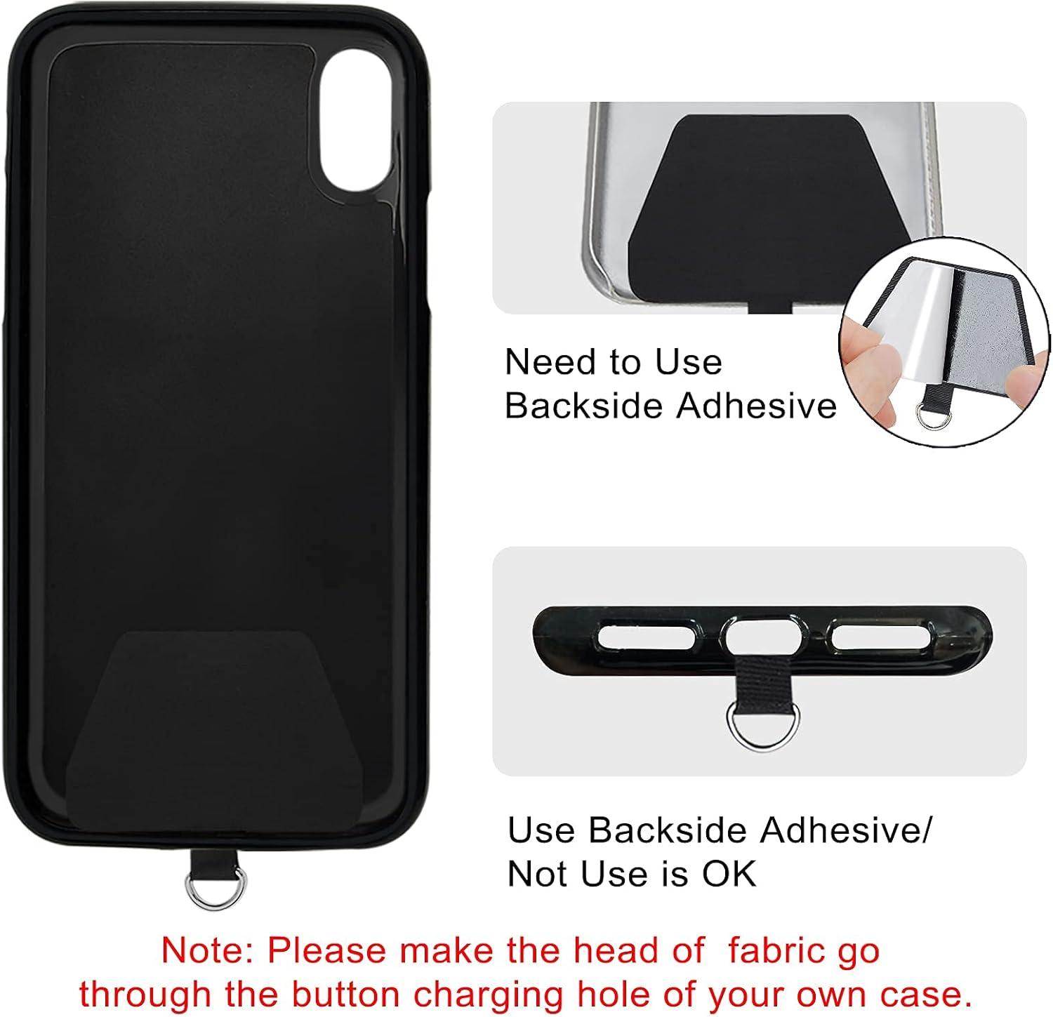 imagetakyu 2PCS Phone Lanyard Tether with 4Patch and 1Carabiner for Travel Outdoor Hiking Cycling Climbing Skiing Compatible for iPhone Most Smartphones White PurpleNblackblack