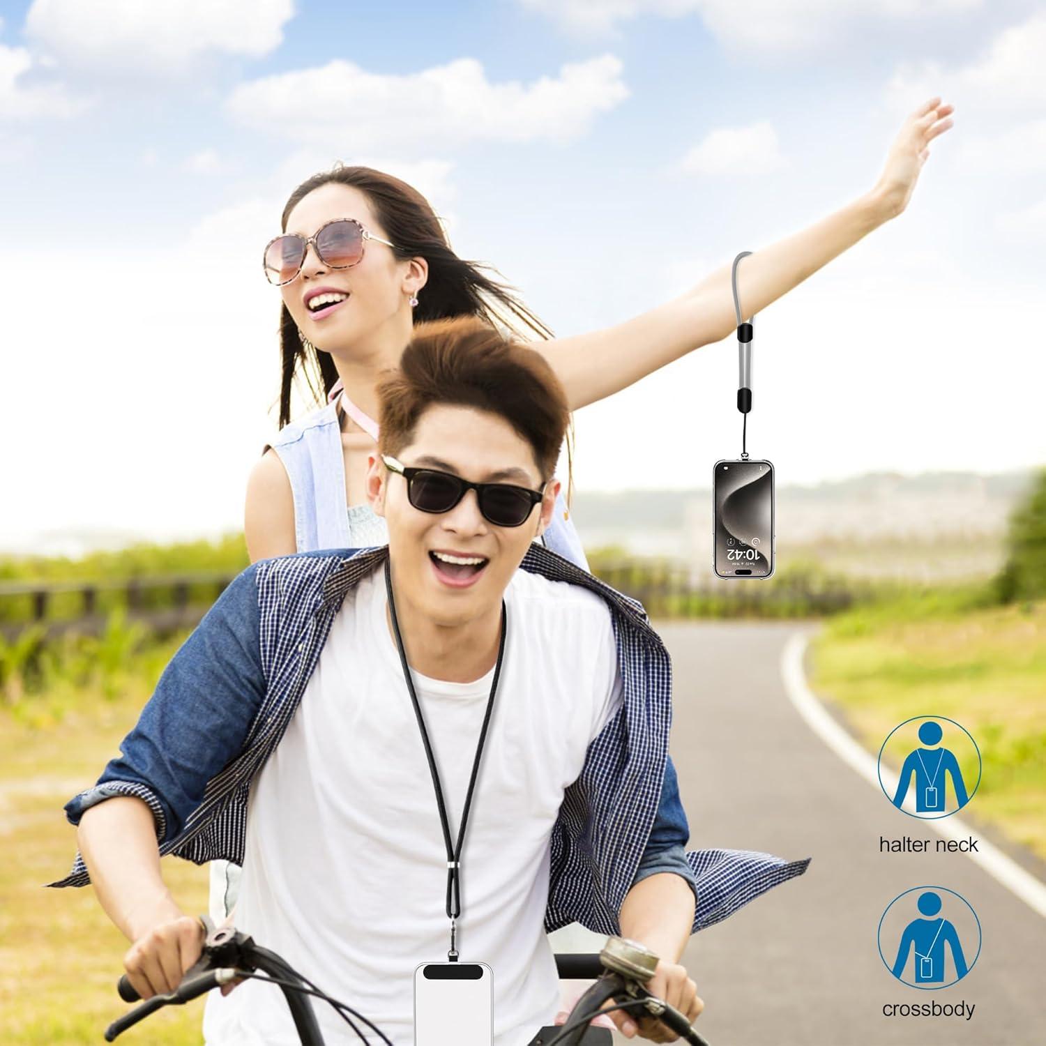 imagetakyu Phone Lanyard 2 Pack Adjustable CellPhone Lanyard Crossbody Neck Strap ampamp 2 Pack Wrist Strap ampamp Nylon Tether Tabs Compatible for iPhone Android Smartphones Orange BlackBlack