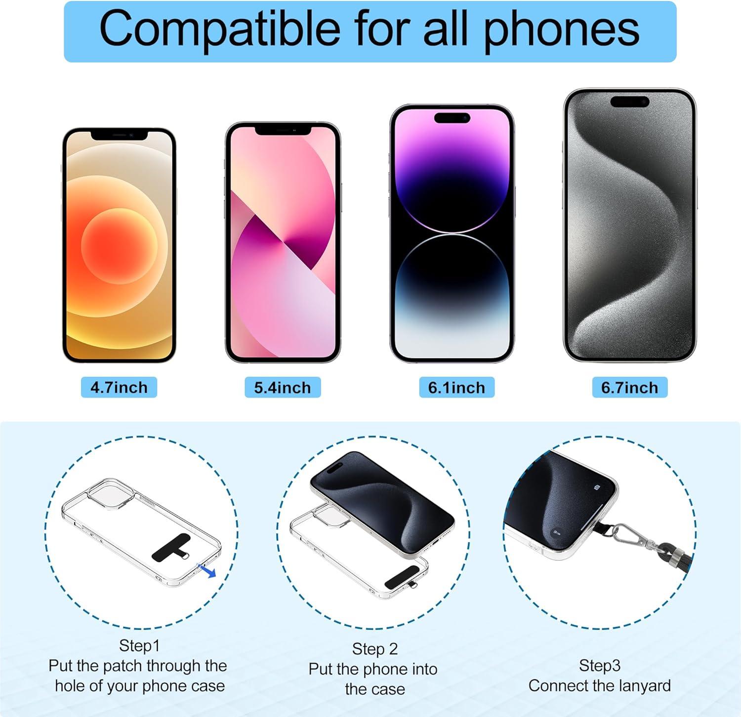 imagetakyu Phone Lanyard 2 Pack Adjustable CellPhone Lanyard Crossbody Neck Strap ampamp 2 Pack Wrist Strap ampamp Nylon Tether Tabs Compatible for iPhone Android Smartphones Orange BlackBlackblack