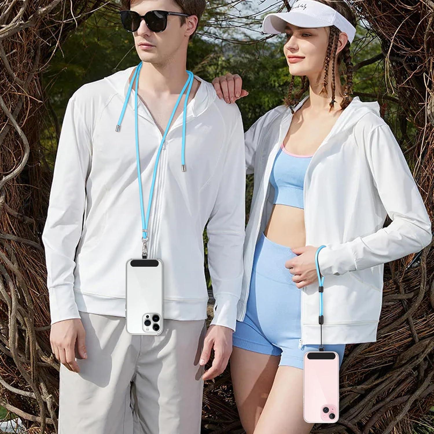 imagetakyu Phone Lanyard 2 Pack Adjustable CellPhone Lanyard Crossbody Neck Strap ampamp 2 Pack Wrist Strap ampamp Nylon Tether Tabs Compatible for iPhone Android Smartphones Orange BlackBlackblue