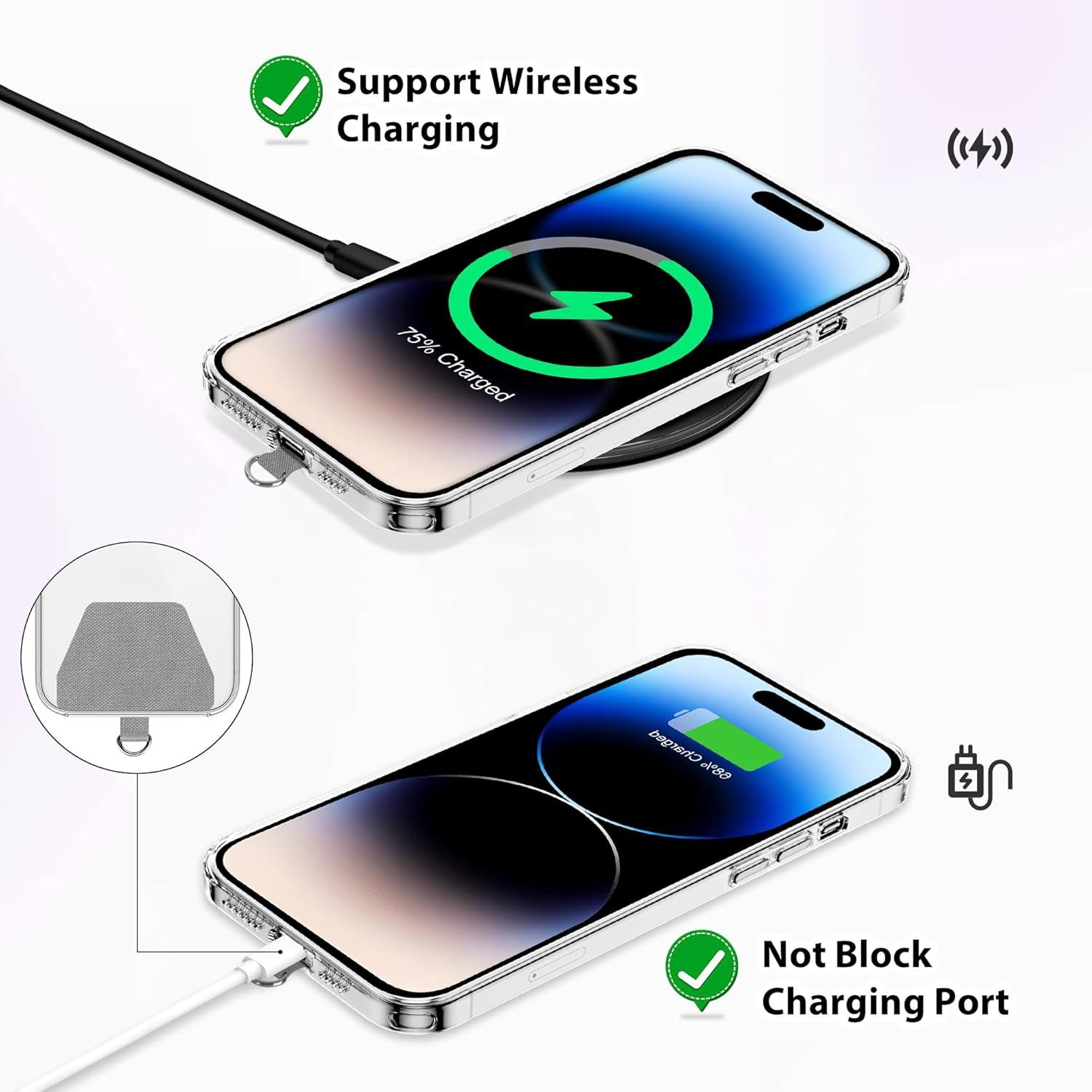 imagetakyu Phone Lanyard 2 Pack Universal Phone Strap Soft Nylon Neck Strap with 4PCS Tether Tabs Compatible for iPhone Android SmartphonesBlack GreyBlackgrey4tab