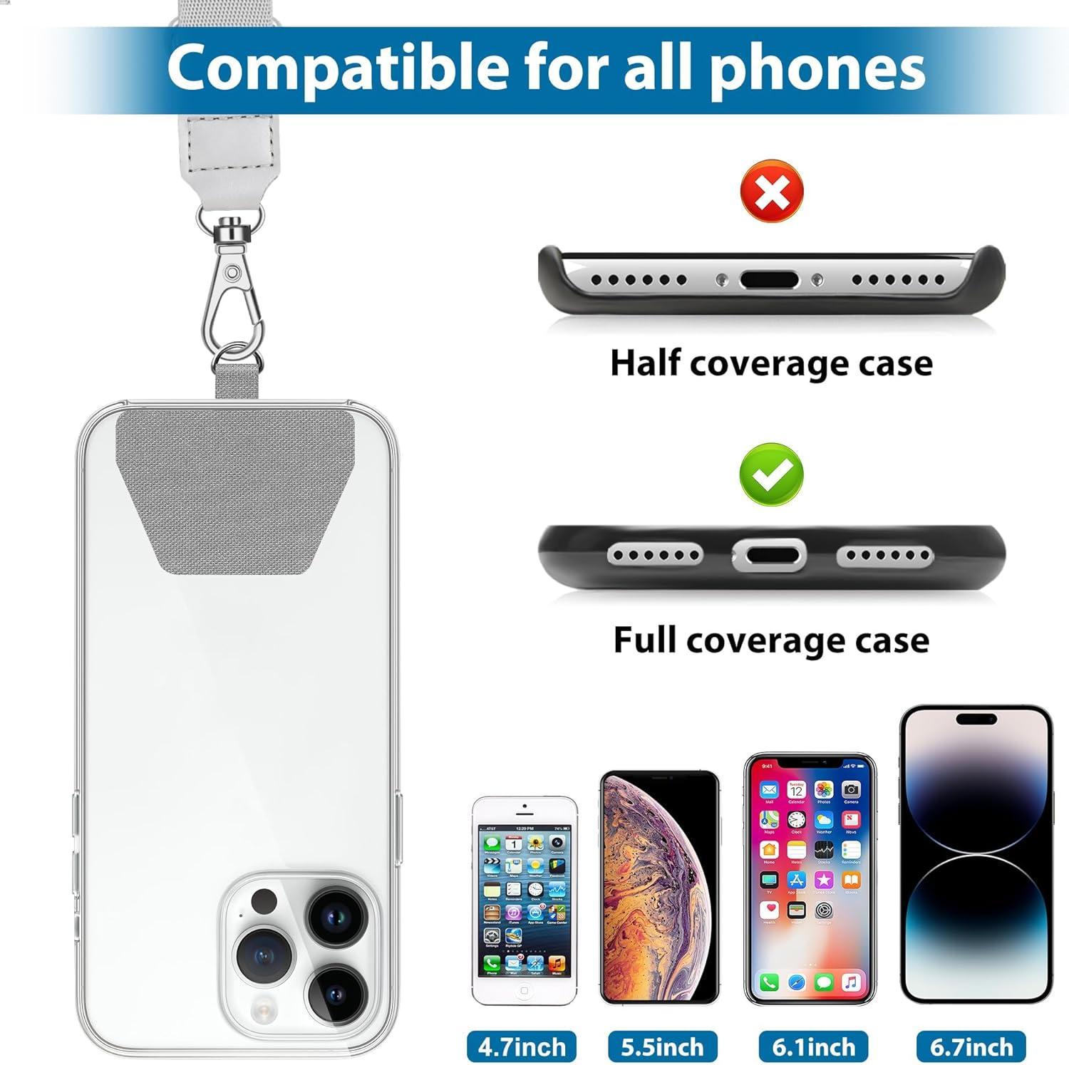 imagetakyu Phone Lanyard 2 Pack Universal Phone Strap Soft Nylon Neck Strap with 4PCS Tether Tabs Compatible for iPhone Android SmartphonesBlack GreyBlackgrey2tab