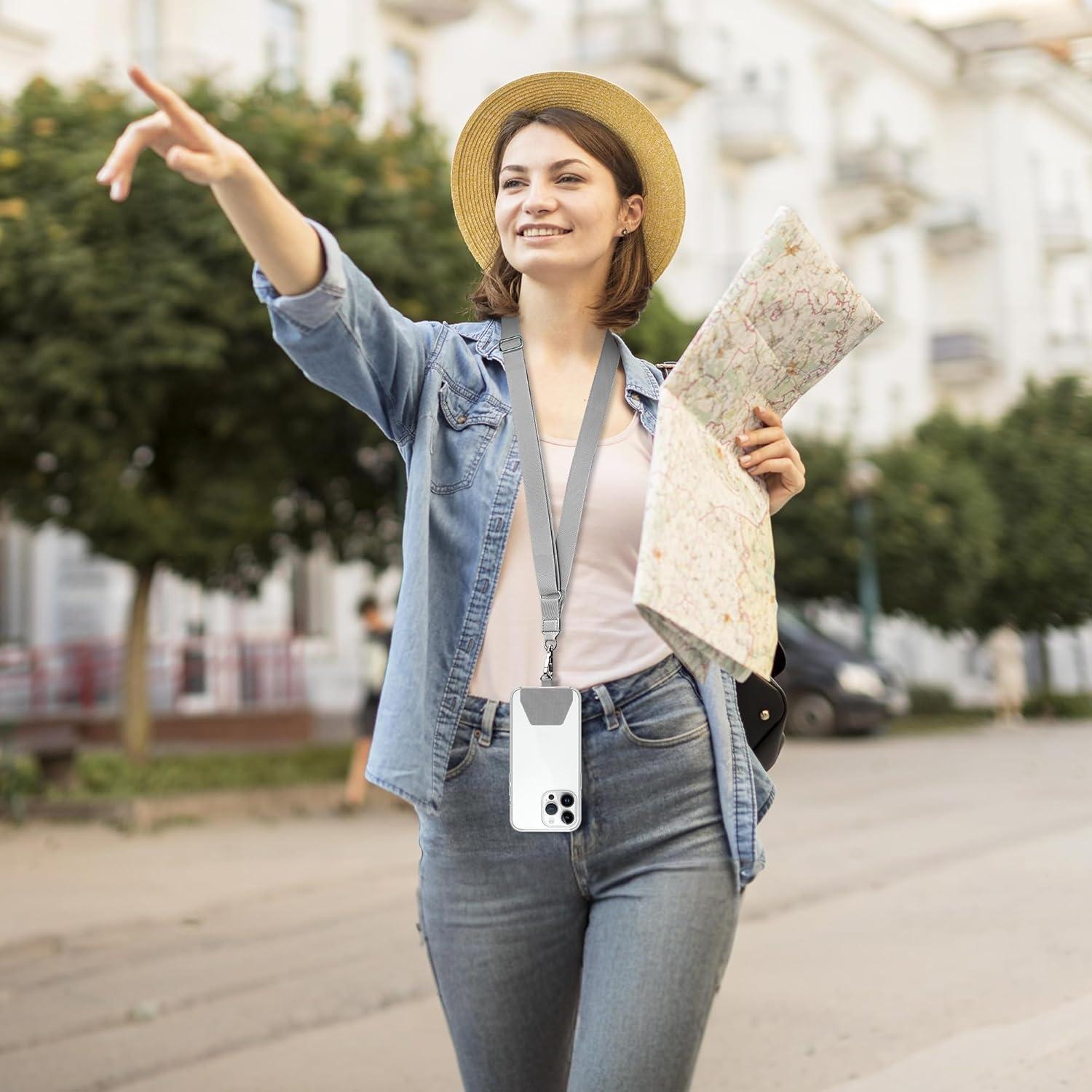 imagetakyu Phone Lanyard 2 Pack Universal Phone Strap Soft Nylon Neck Strap with 4PCS Tether Tabs Compatible for iPhone Android SmartphonesBlack GreyBlackgrey2tab