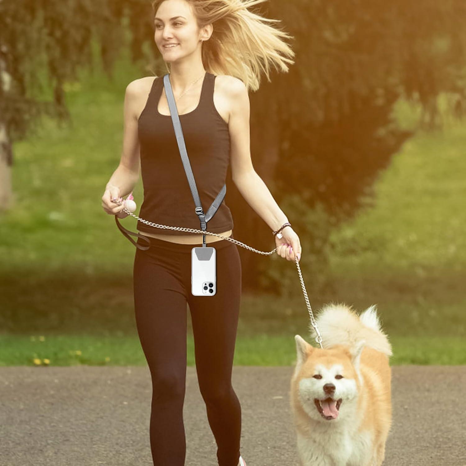 imagetakyu Phone Lanyard 2 Pack Universal Phone Strap Soft Nylon Neck Strap with 4PCS Tether Tabs Compatible for iPhone Android SmartphonesBlack GreyBlackgrey4tab