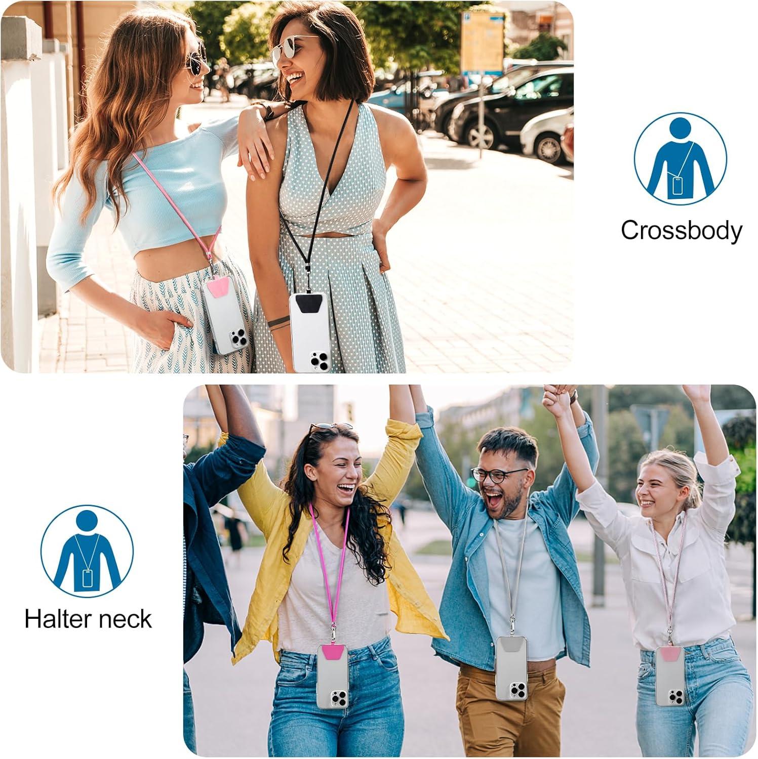 imagetakyu Phone Lanyard 4 Pack Adjustable Cell Phone Lanyard Crossbody Neck Strap ampamp 2 Pack Phone Wrist Strap with Tether Tabs Compatible for iPhone Android SmartphonesBlack Grey